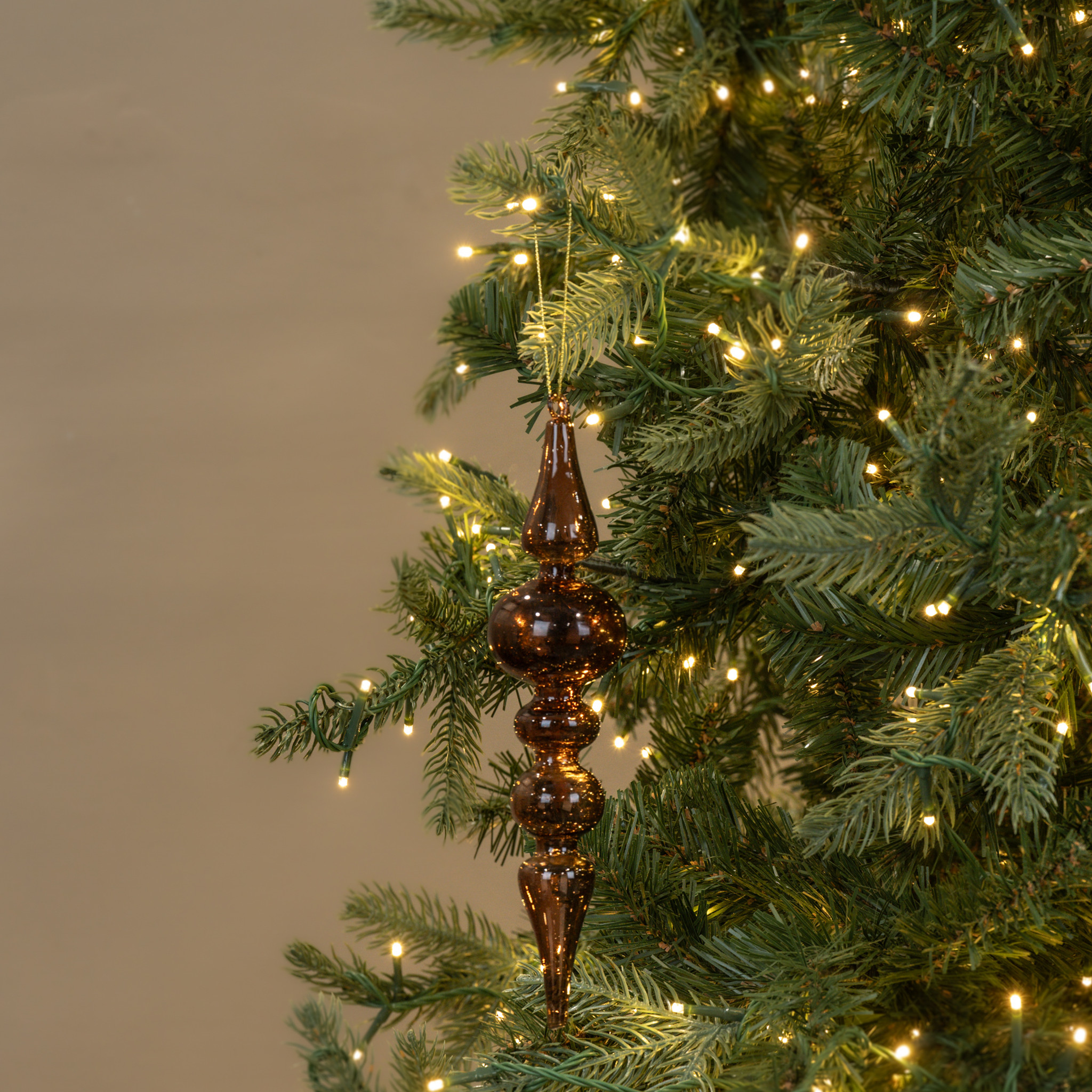Brown Glass Finial Ornament, 9"