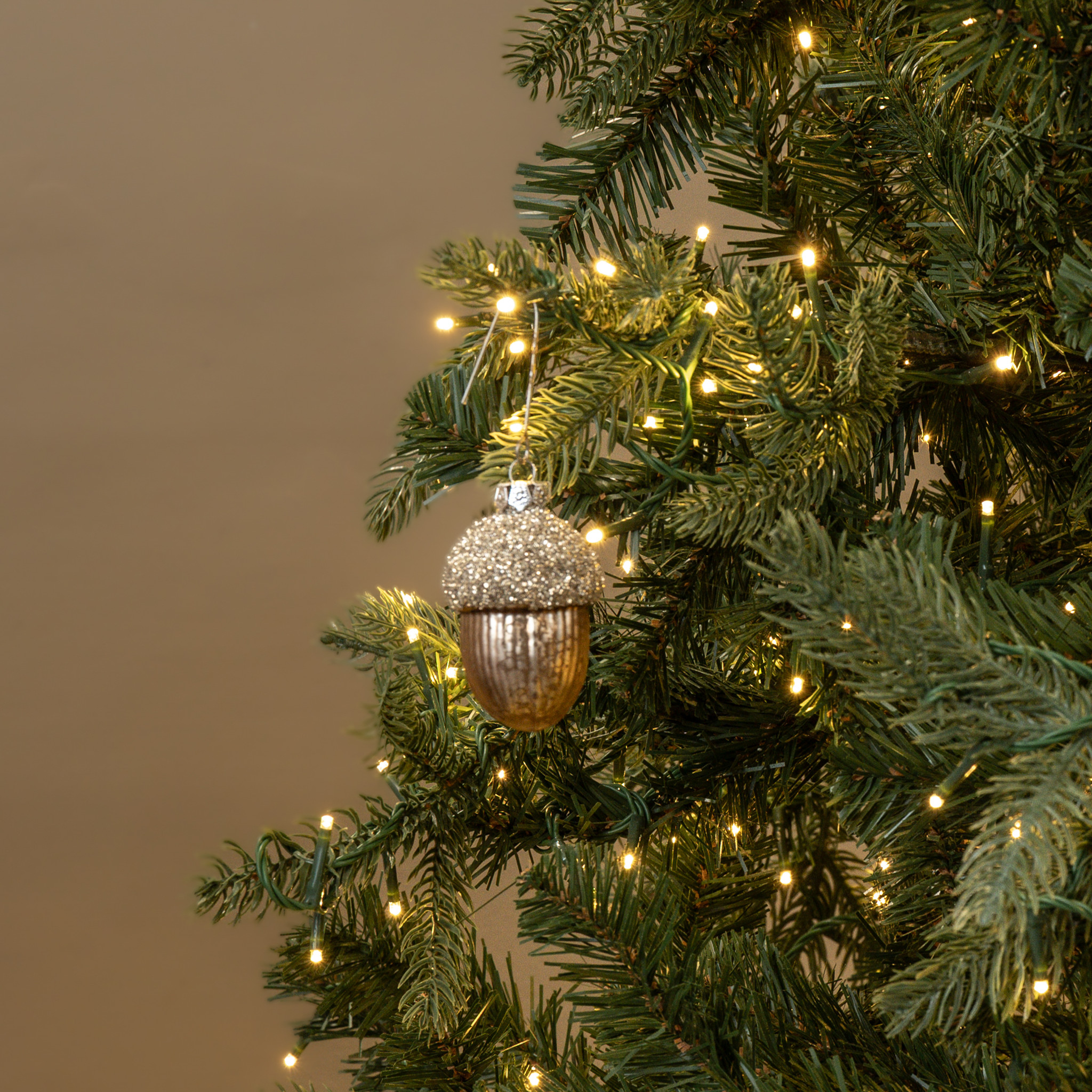 Acorn Ornament with Glittered Top