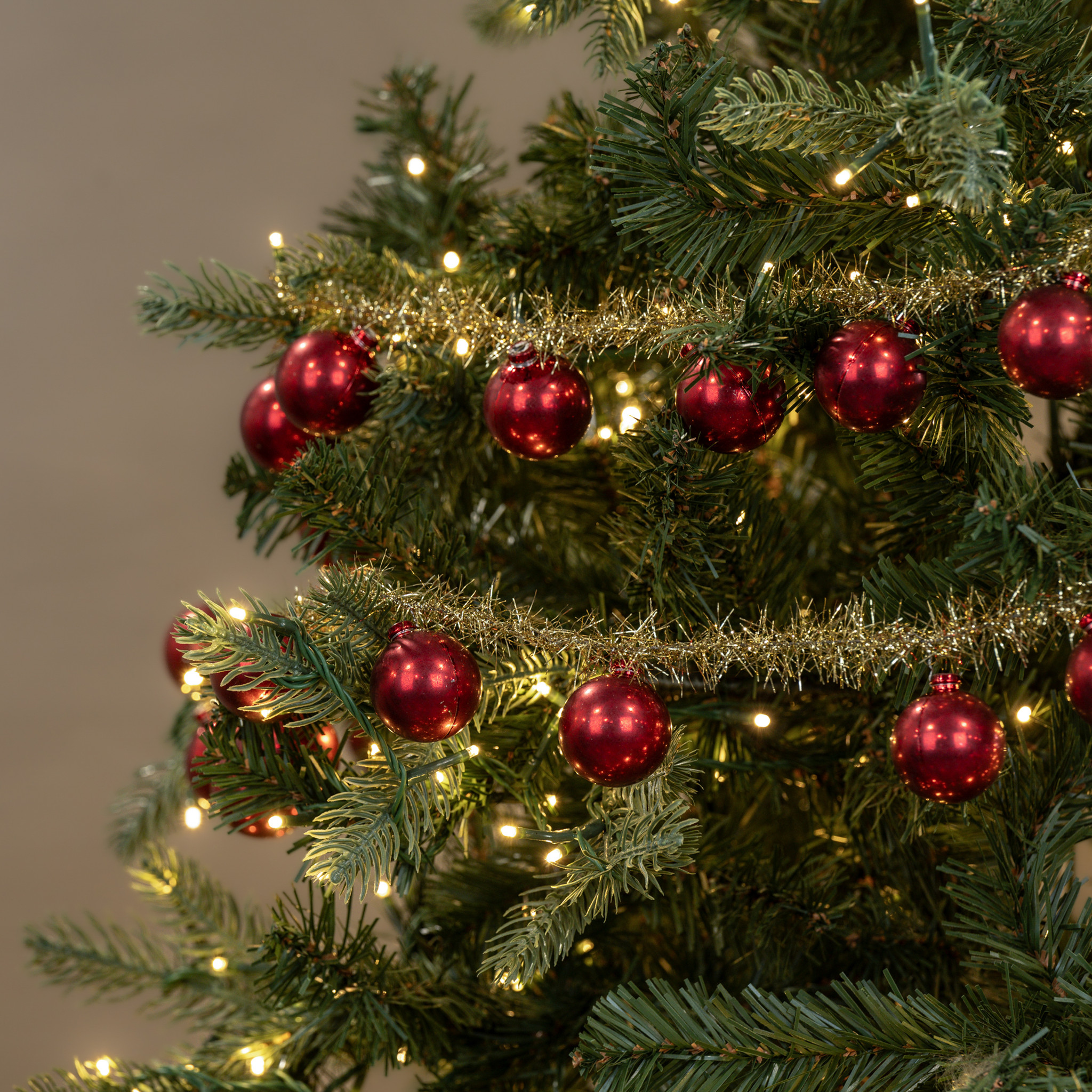 Gold Tinsel & Red Ball Garland, 6 ft, photo 2 of 3