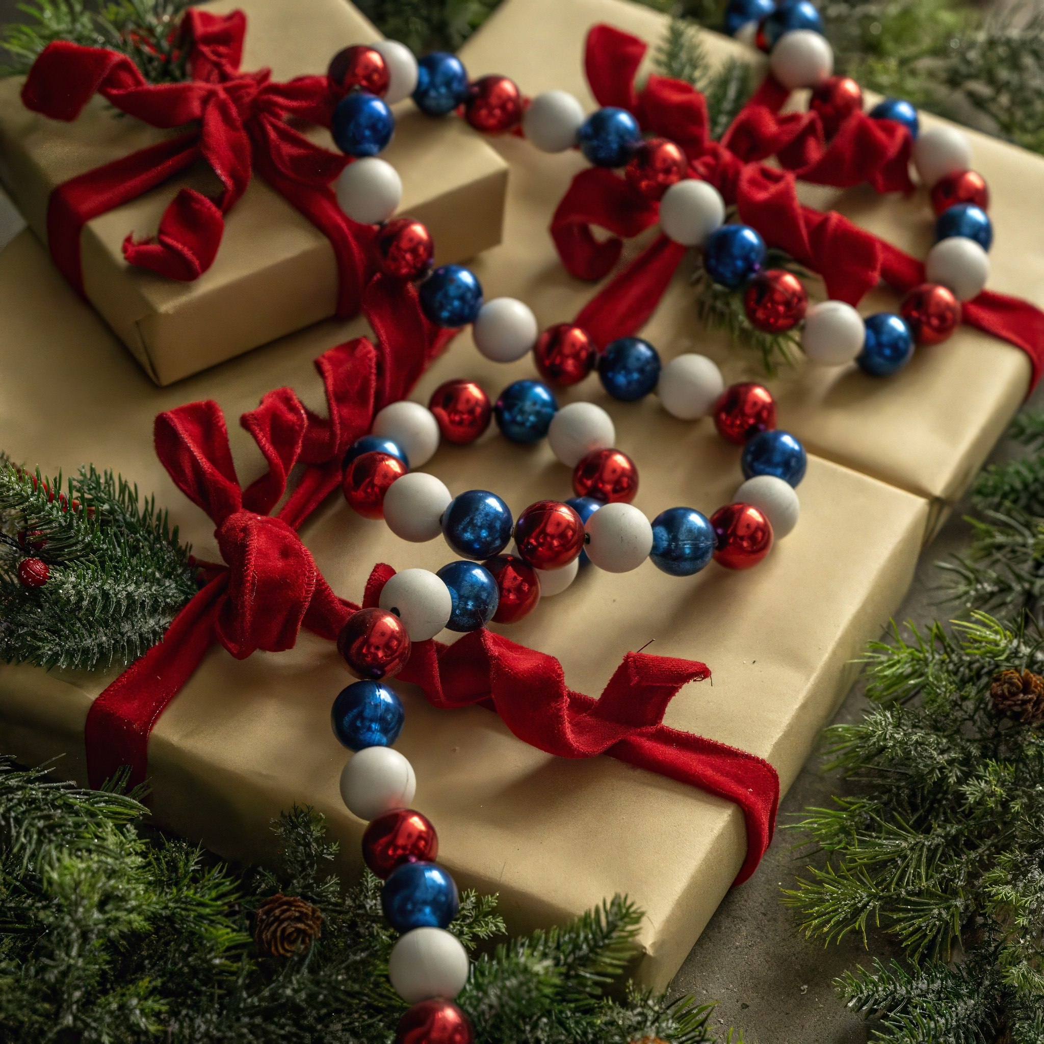 Red, White & Blue Ball Garland, 6 ft, photo 3 of 3