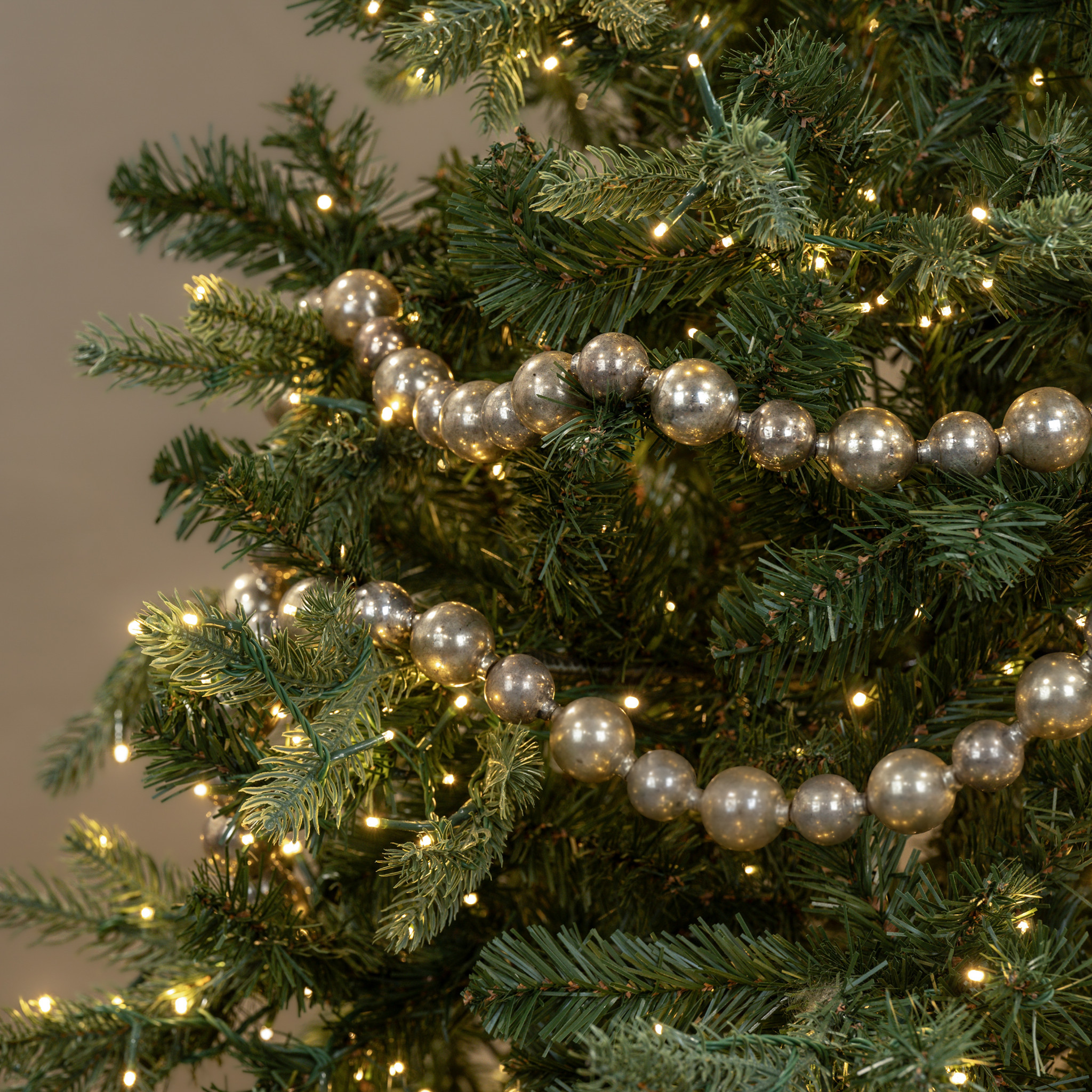Antique Silver Beaded Garland, 6 ft, photo 2 of 3