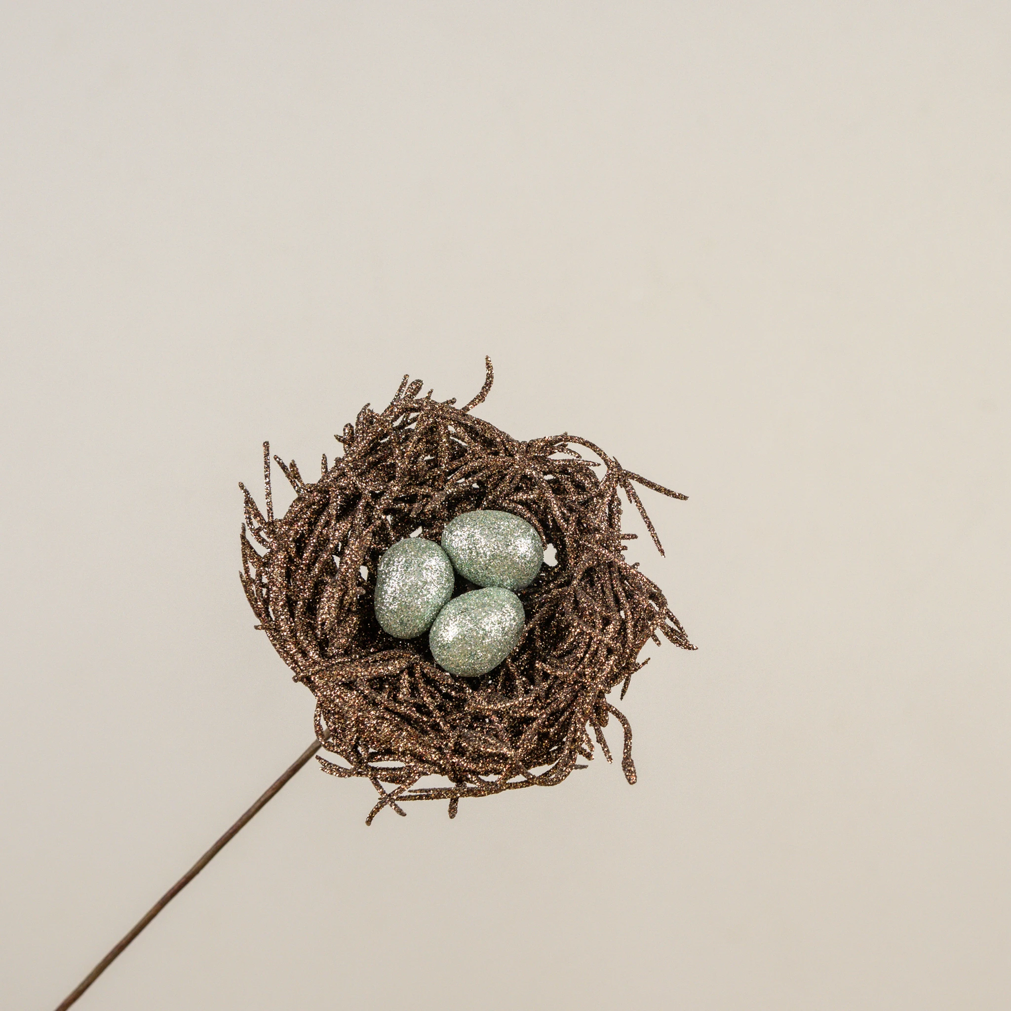 Glittered Bird Nest with Eggs Pick, photo 2 of 3