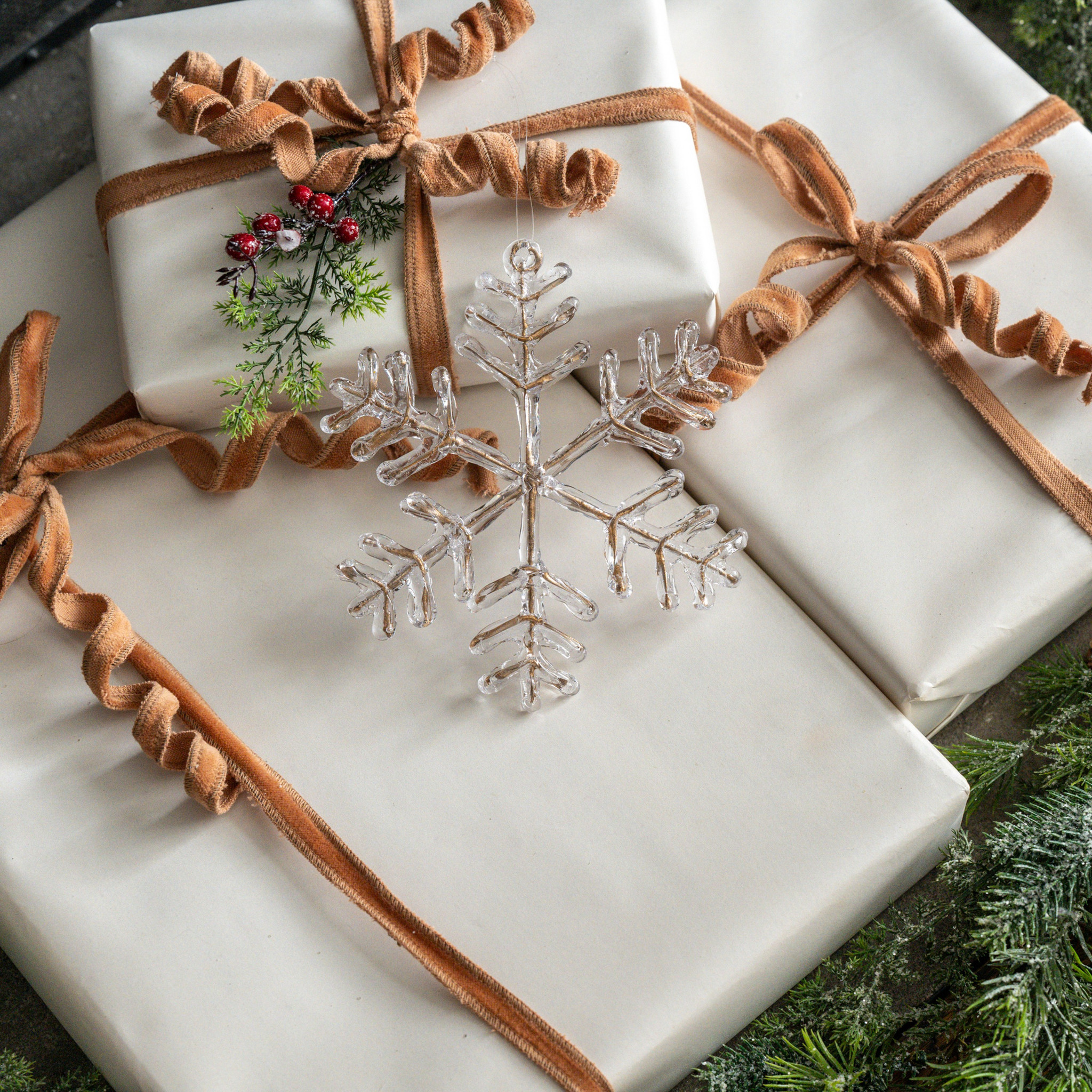 Gold Fused Snowflake Ornament, 6.5"