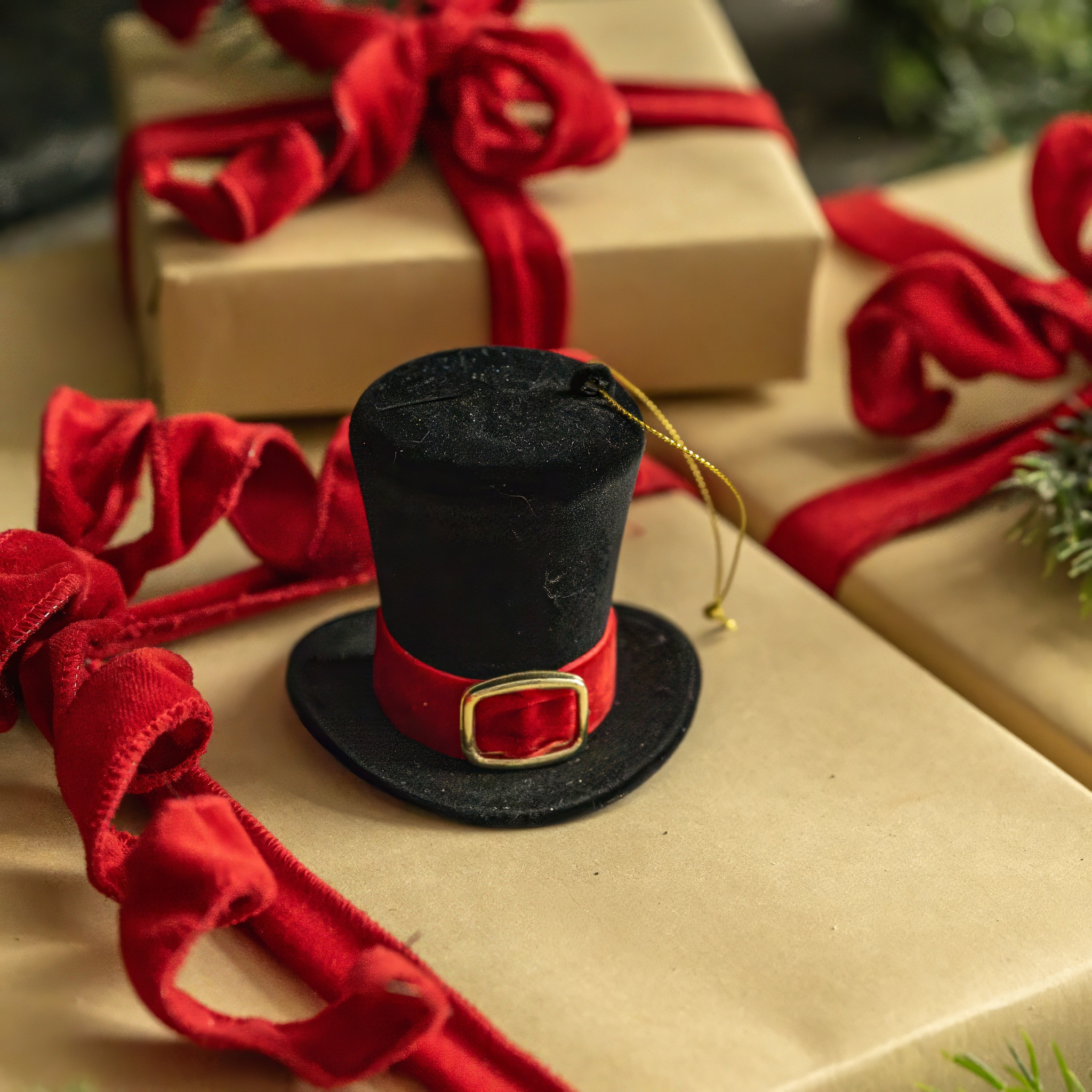 Top Hat with Red Buckle Ornament, photo 3 of 3
