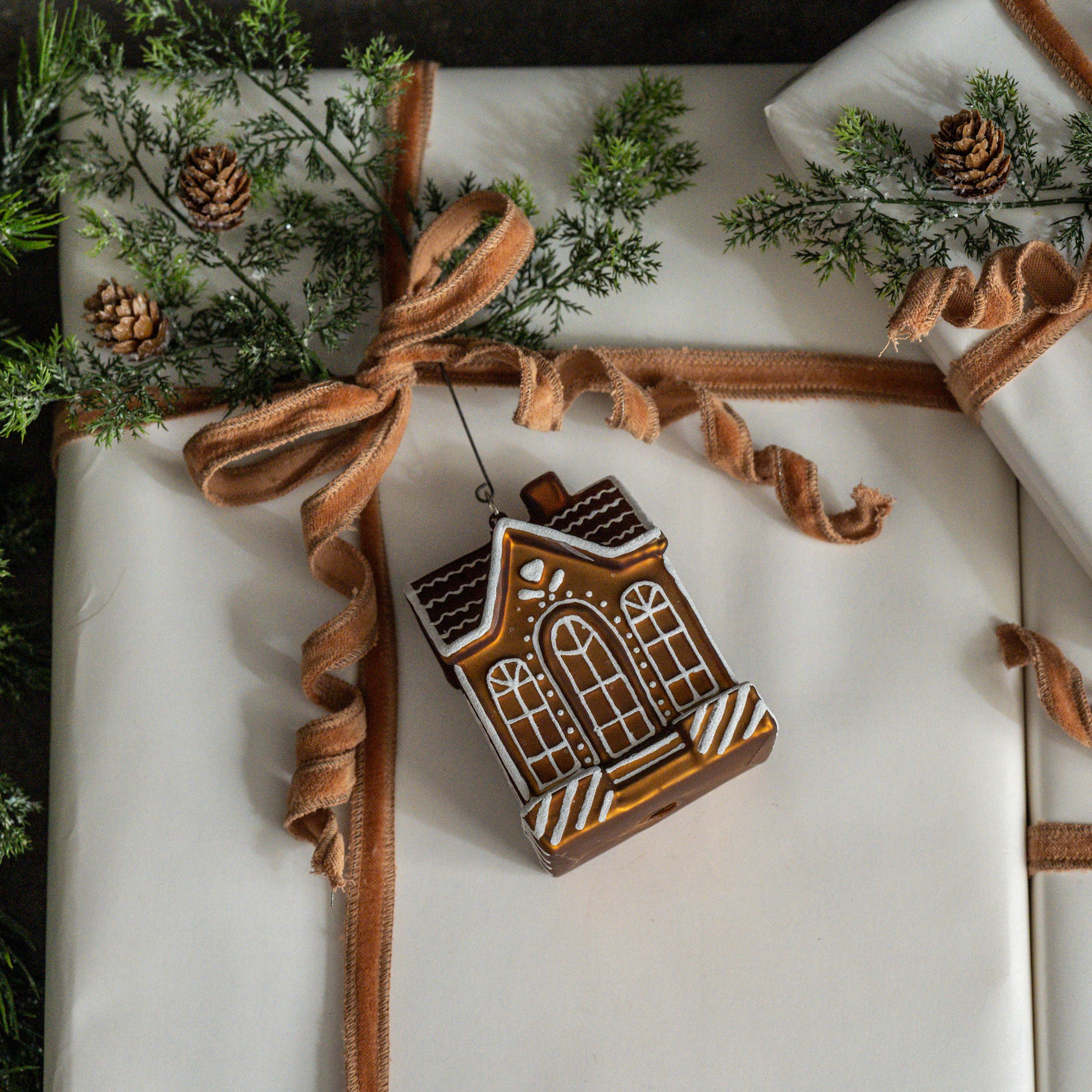 Glass Gingerbread House Ornament
