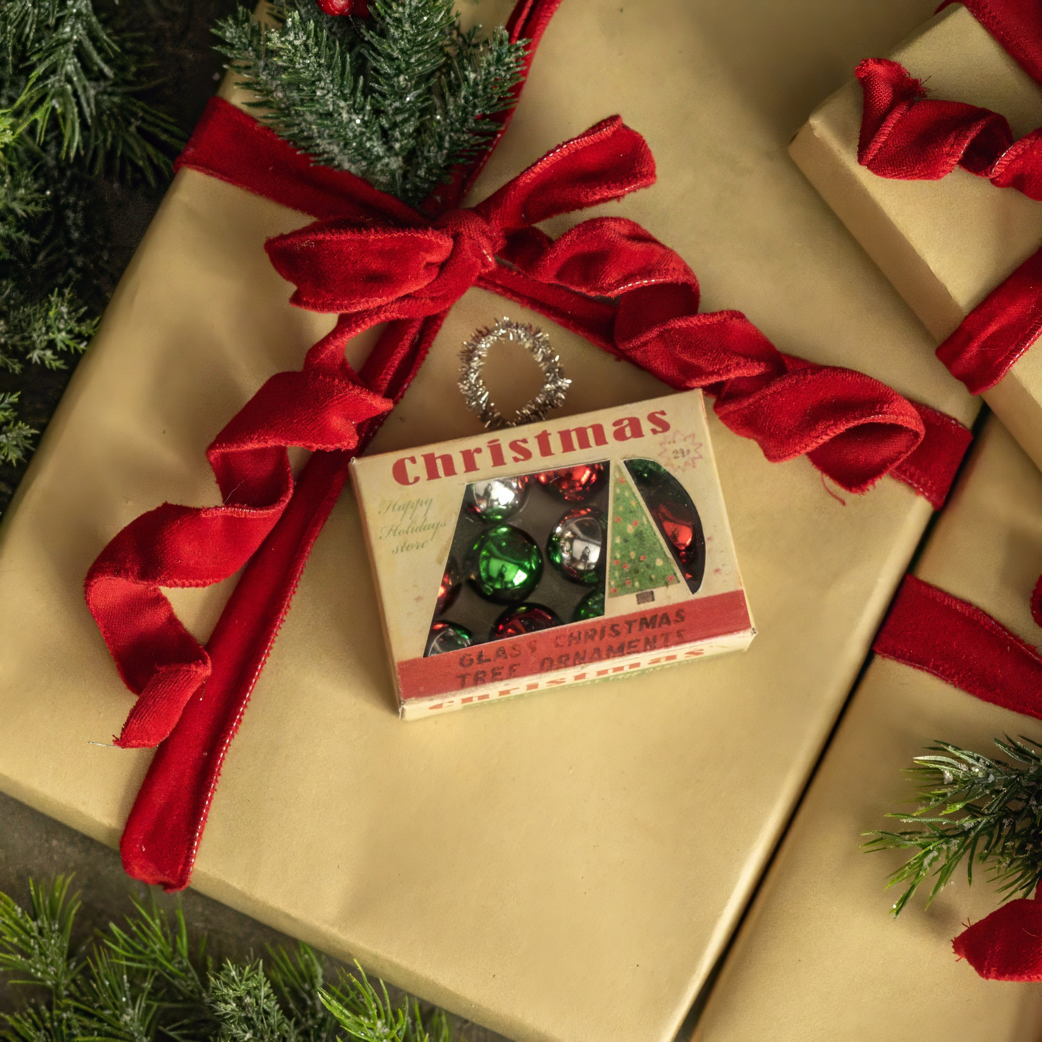 Vintage Ornaments in Box Ornament