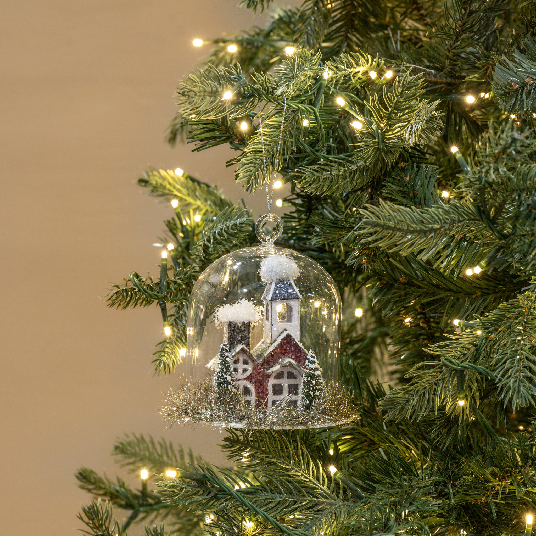 Snowy Church in Glass Dome Ornament