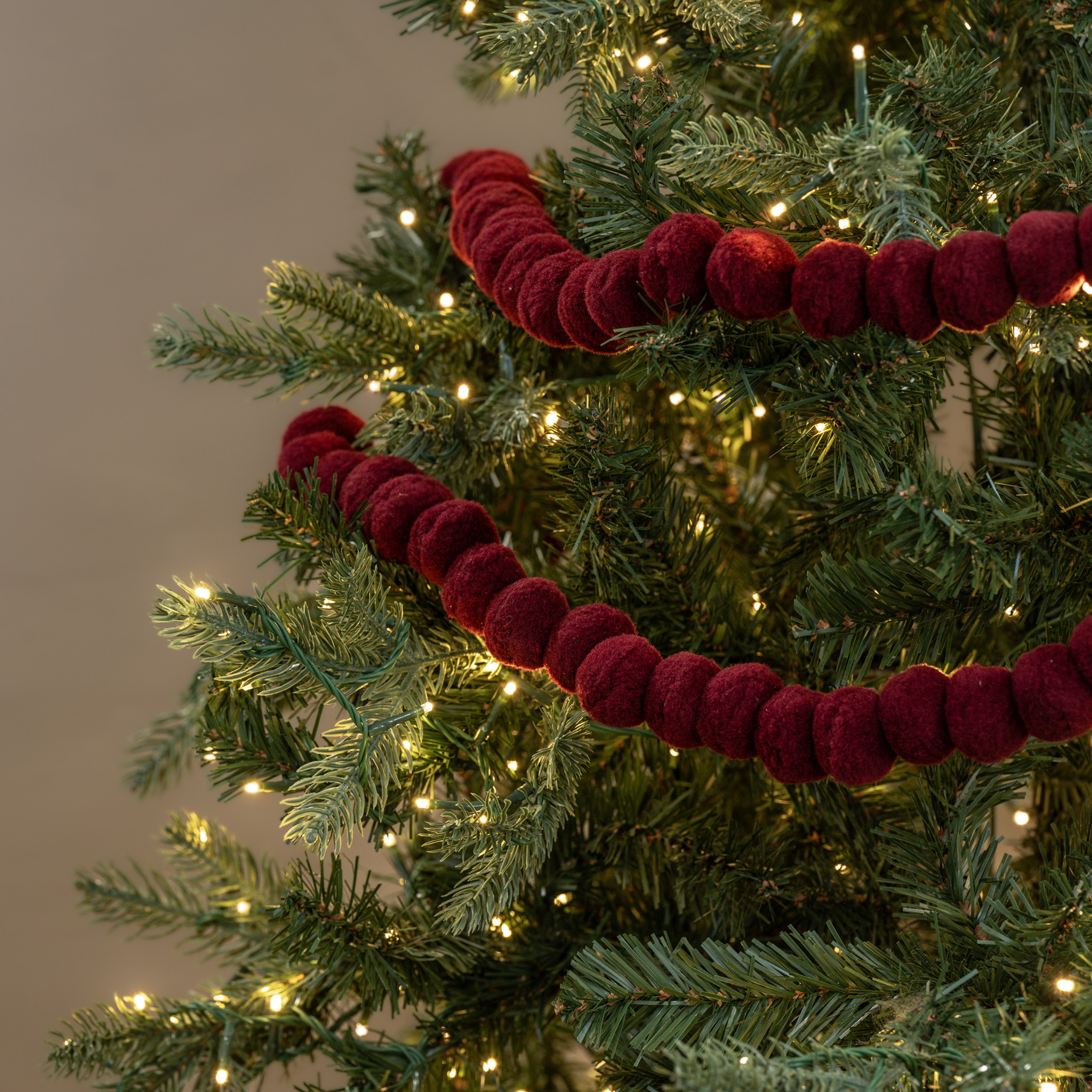 Dark Red Pom Pom Garland, 6 ft, photo 2 of 3