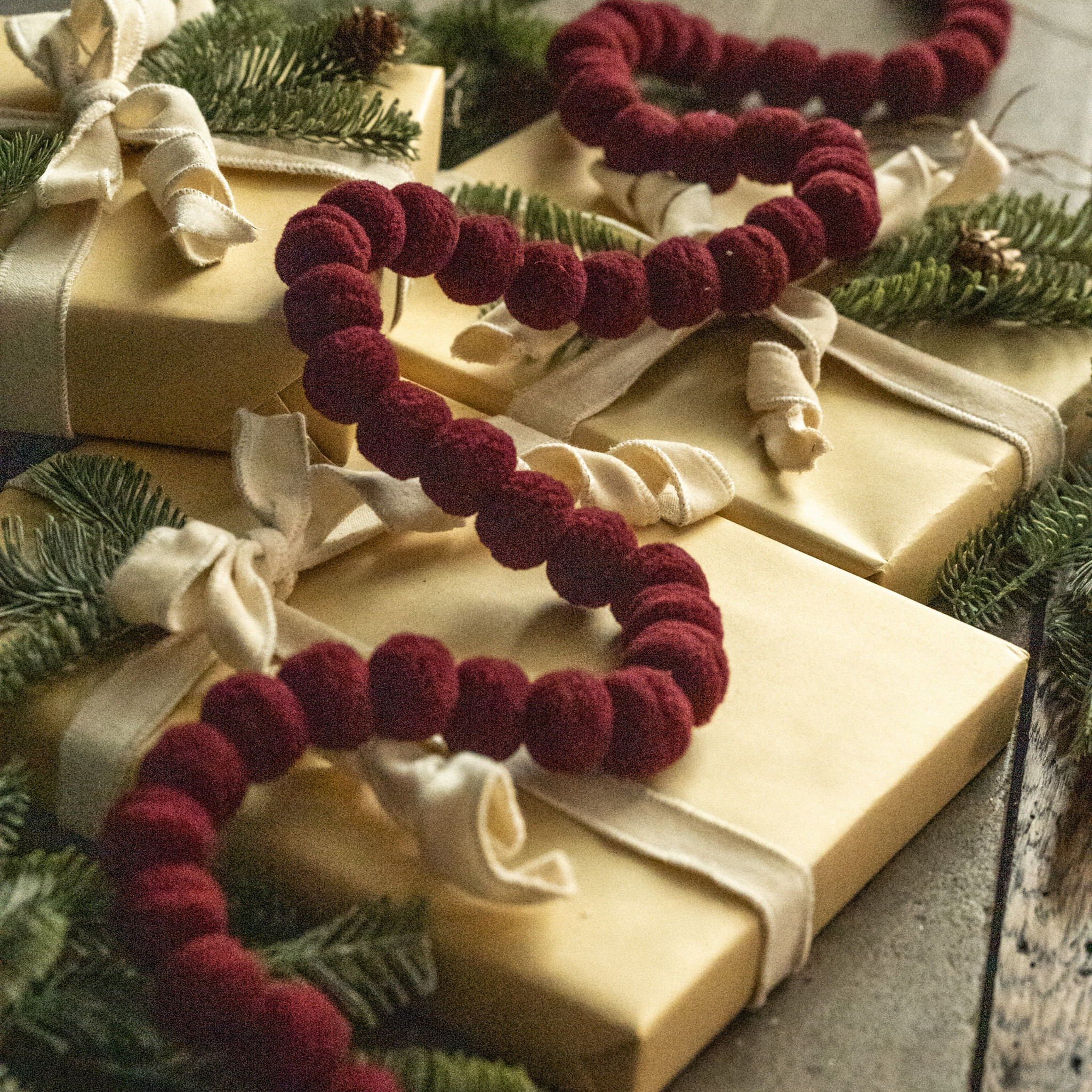 Dark Red Pom Pom Garland, 6 ft, photo 3 of 3