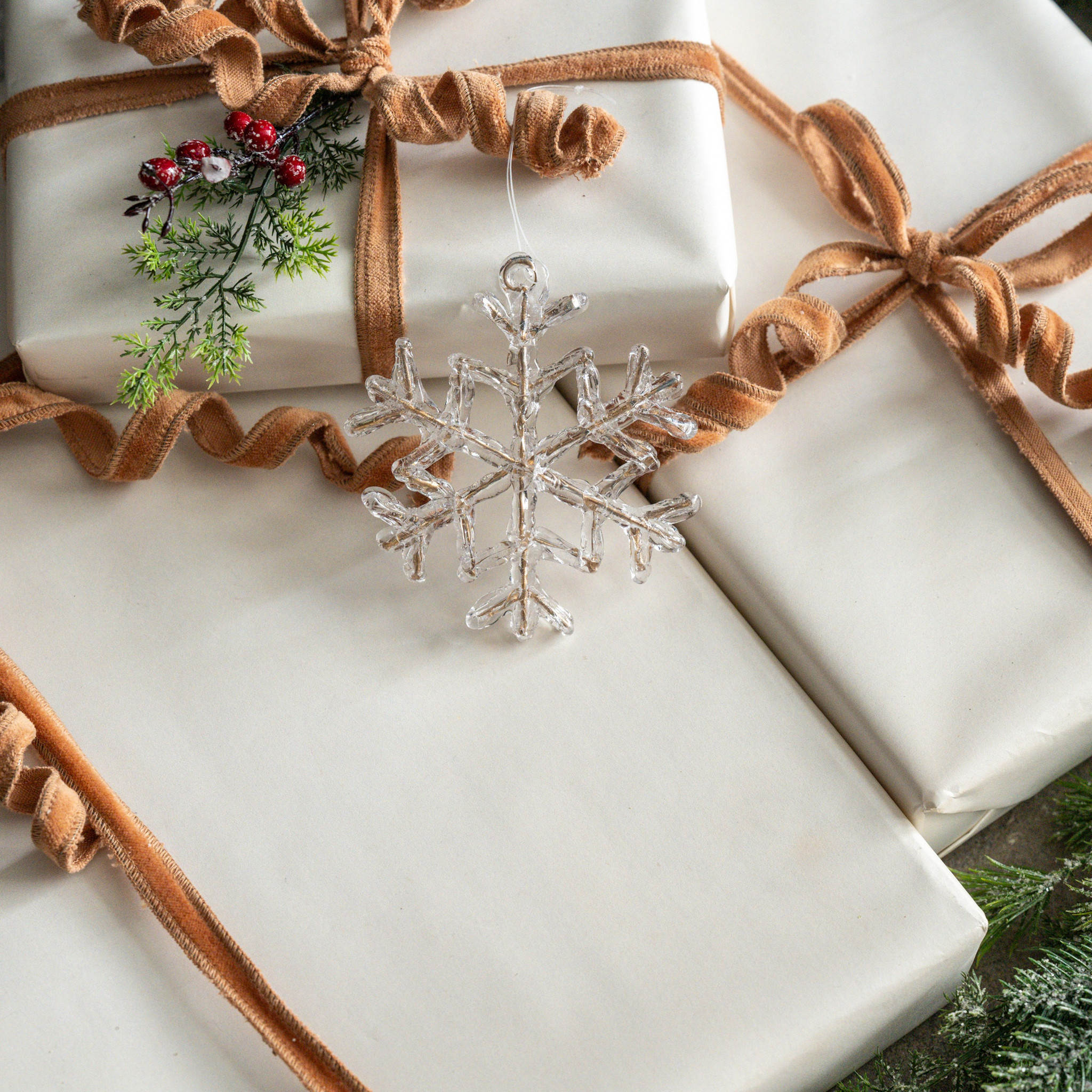 Gold Fused Snowflake Ornament, 4.5"