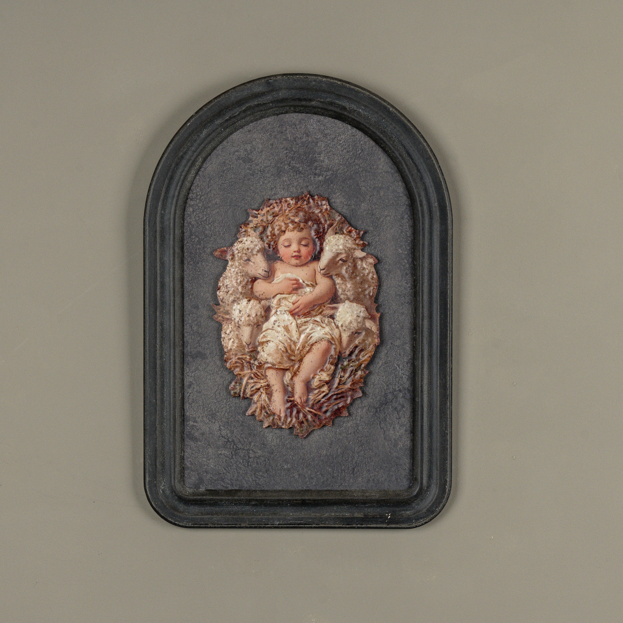 Baby Jesus with Lambs Metal Sign, 12", photo 3 of 4