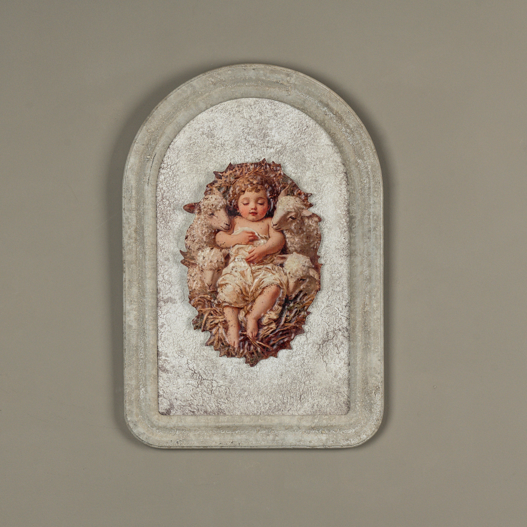 Baby Jesus with Lambs Metal Sign, 12", photo 4 of 4