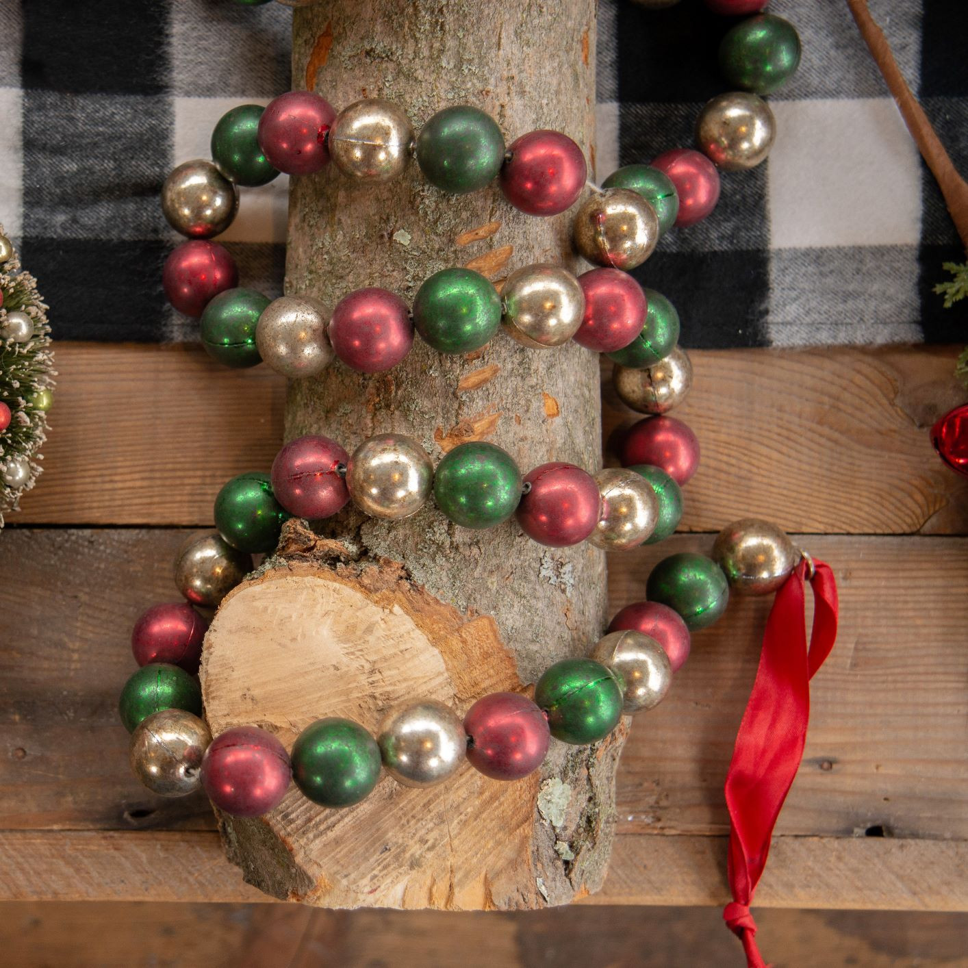 Jumbo Red, Green, Silver Garland, 6 ft, photo 2 of 3