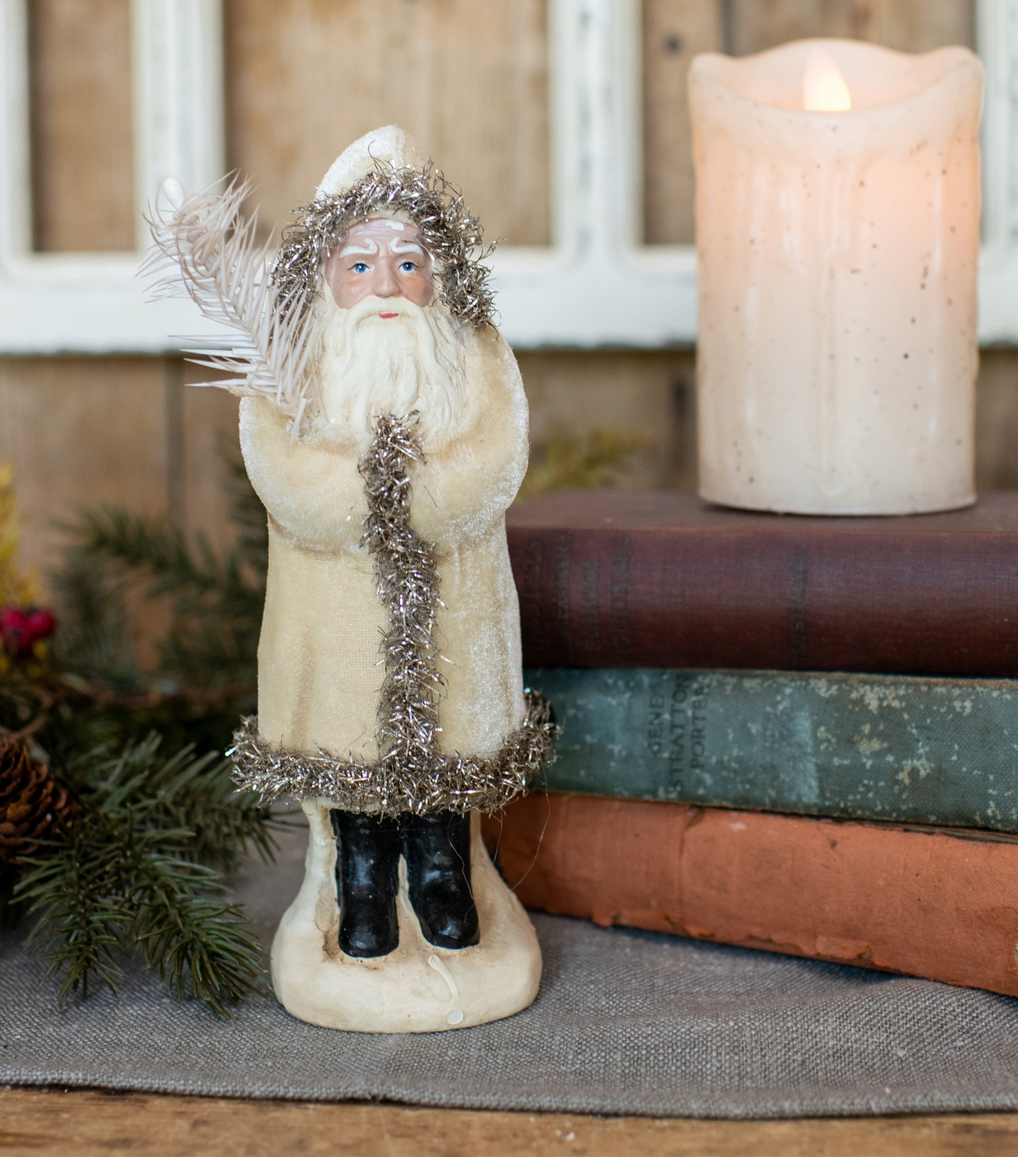 Ivory Velvet Belsnickle, 8", photo 2 of 3