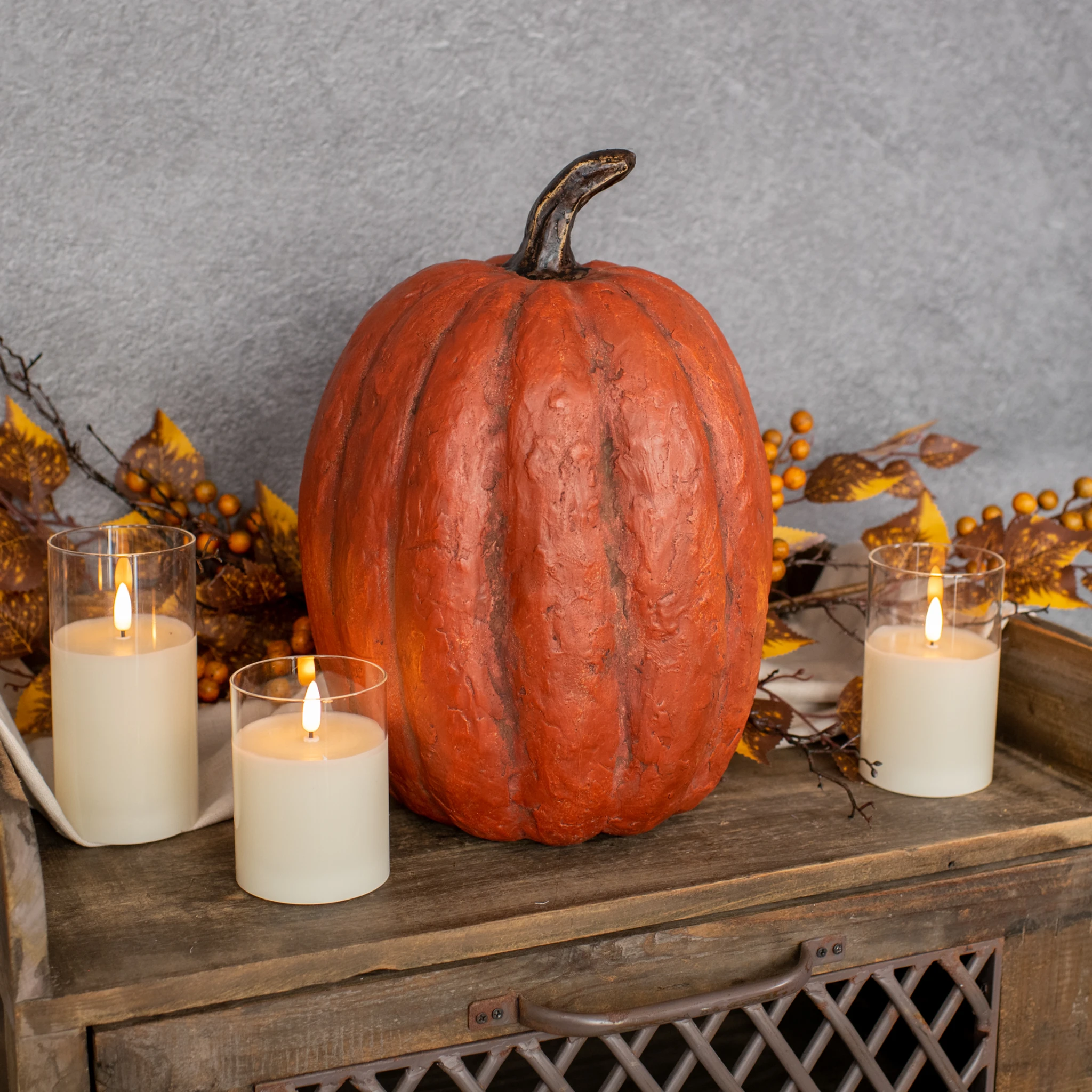 Orange Tall Pumpkin, 14"