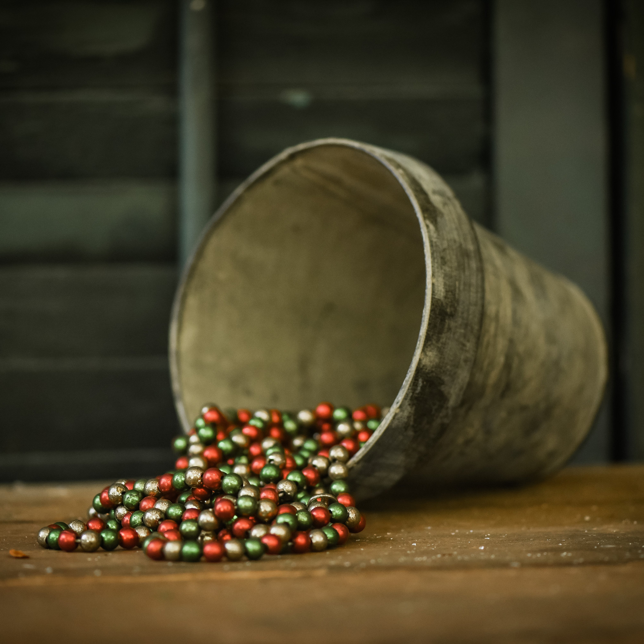 Large Aged Red, Green, Silver Bead Garland, photo 3 of 4