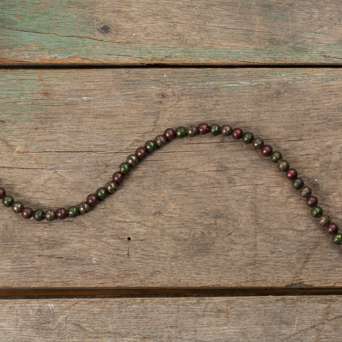 Large Aged Red, Green, Silver Bead Garland, photo 4 of 4