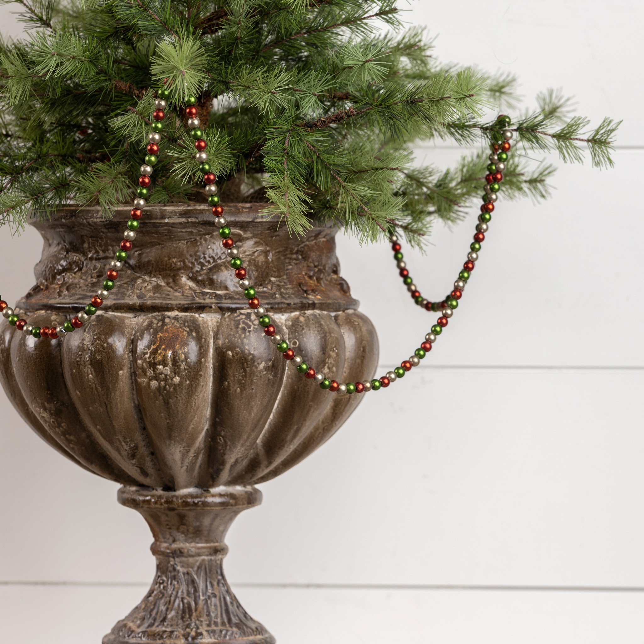Large Aged Red, Green, Silver Bead Garland, photo 2 of 4