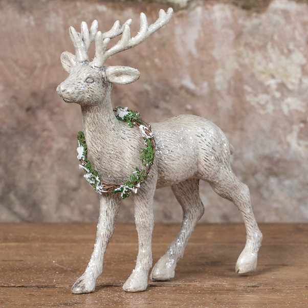 Standing Deer with Wreath, 13"