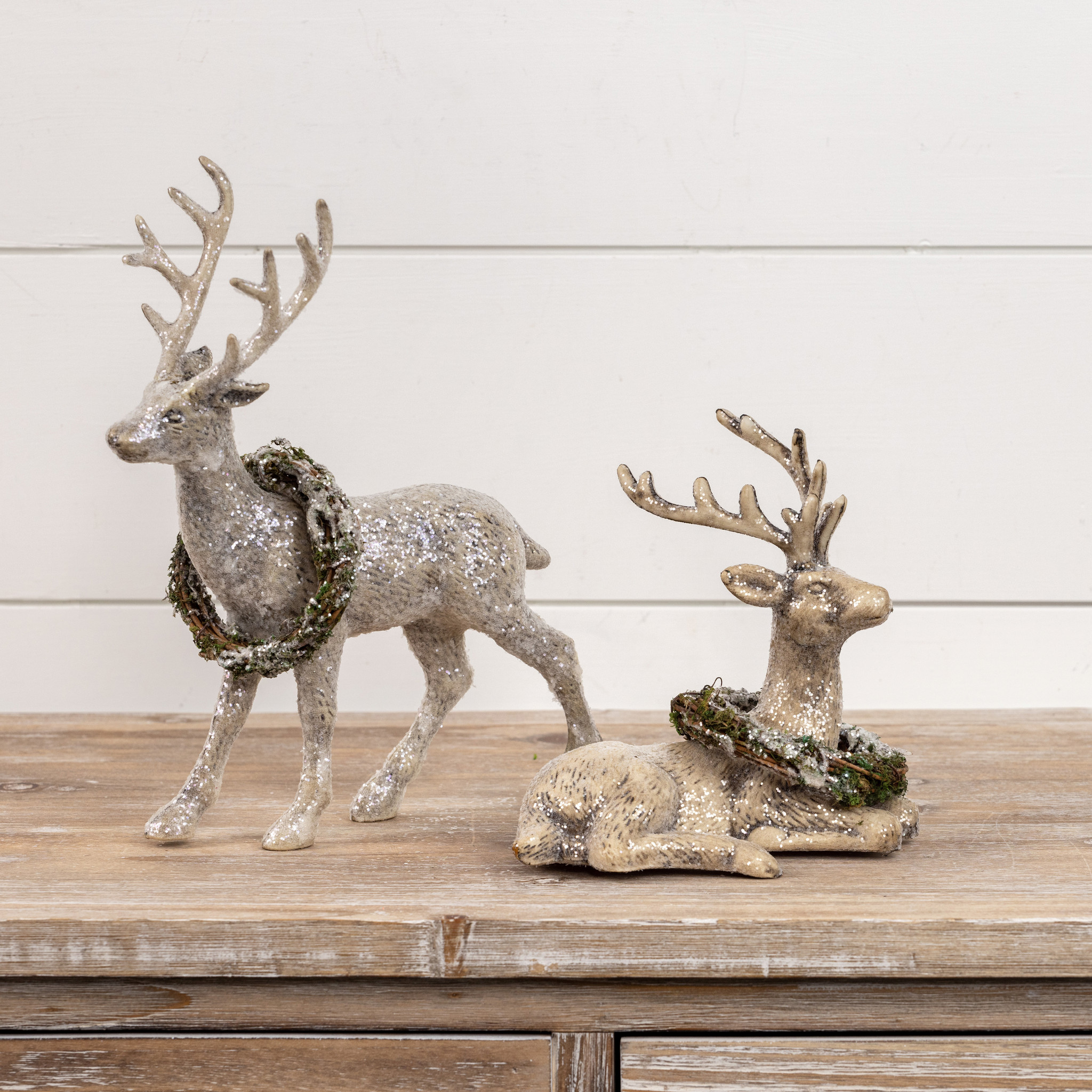 Resting Deer with Wreath