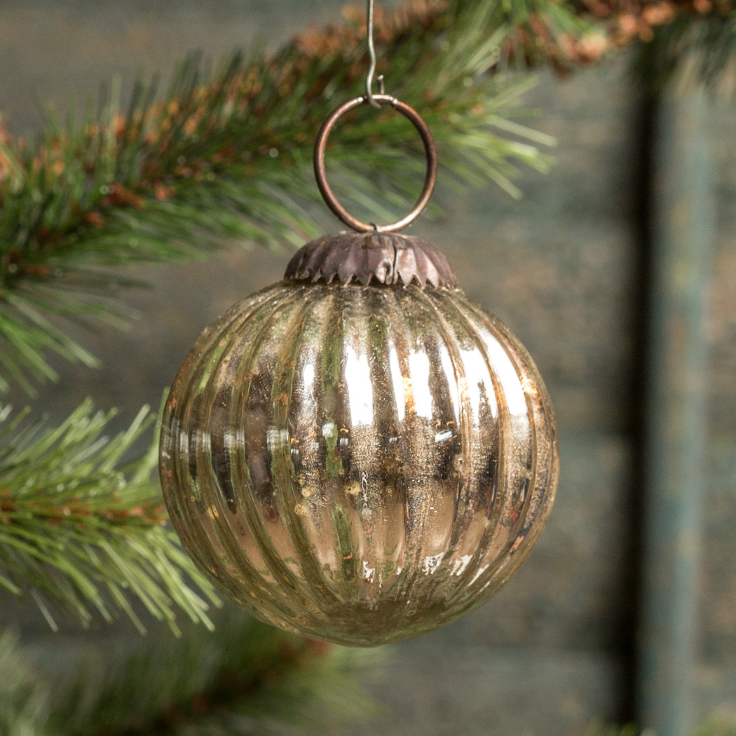 Ribbed Silver Kugel Ornament, 2", photo 2 of 2