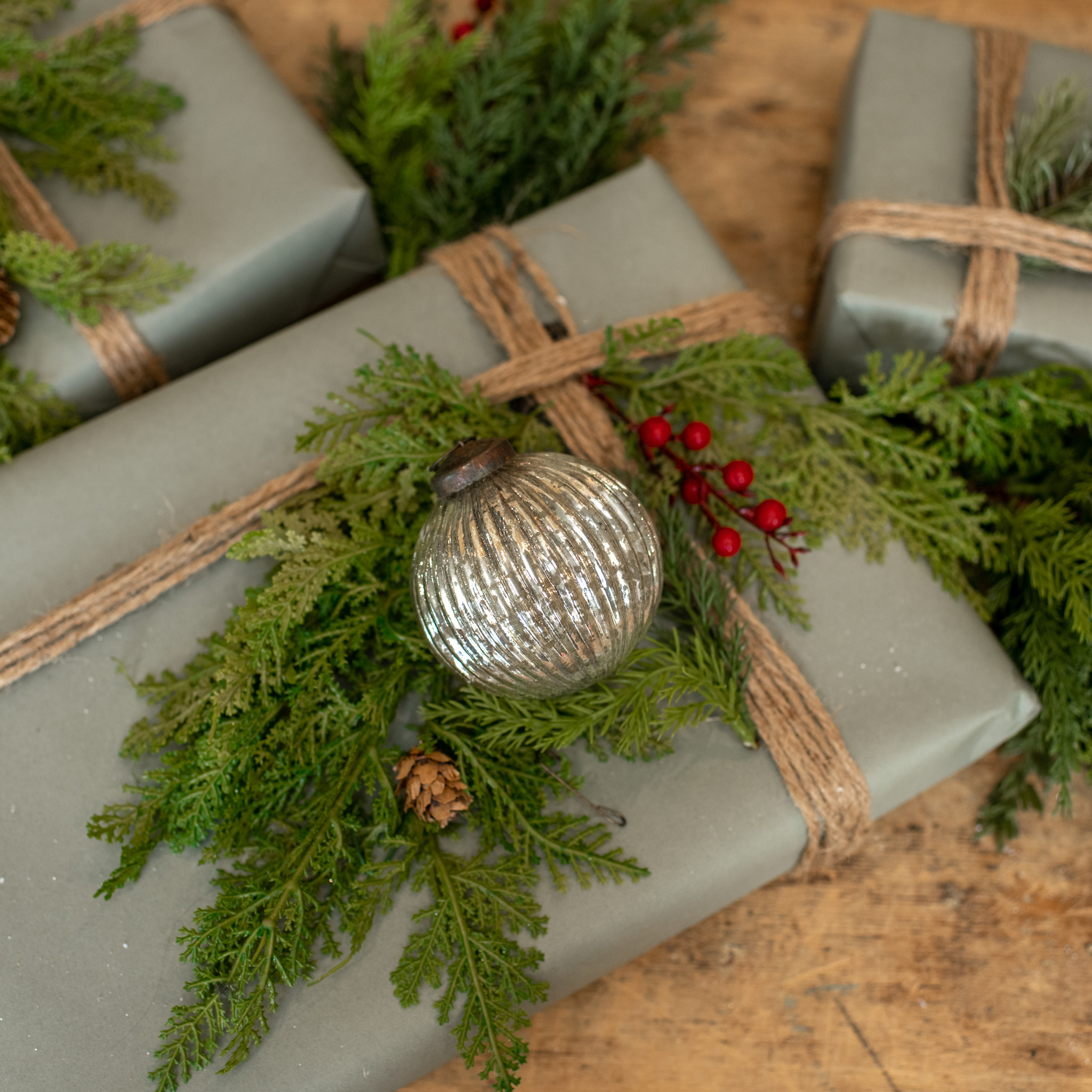 Ribbed Silver Kugel Ornament, 3", photo 2 of 3