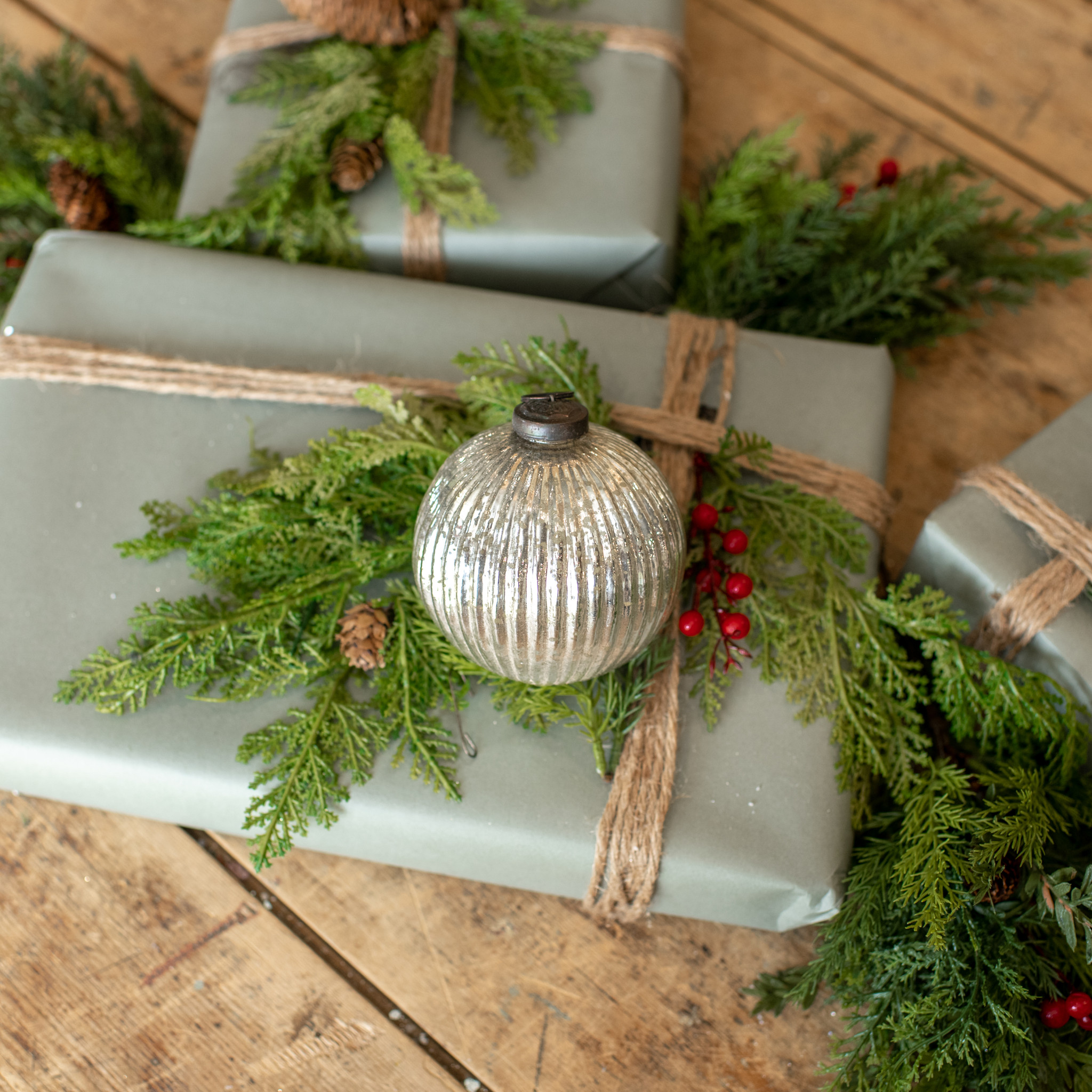 Ribbed Silver Kugel Ornament, 4", photo 2 of 4