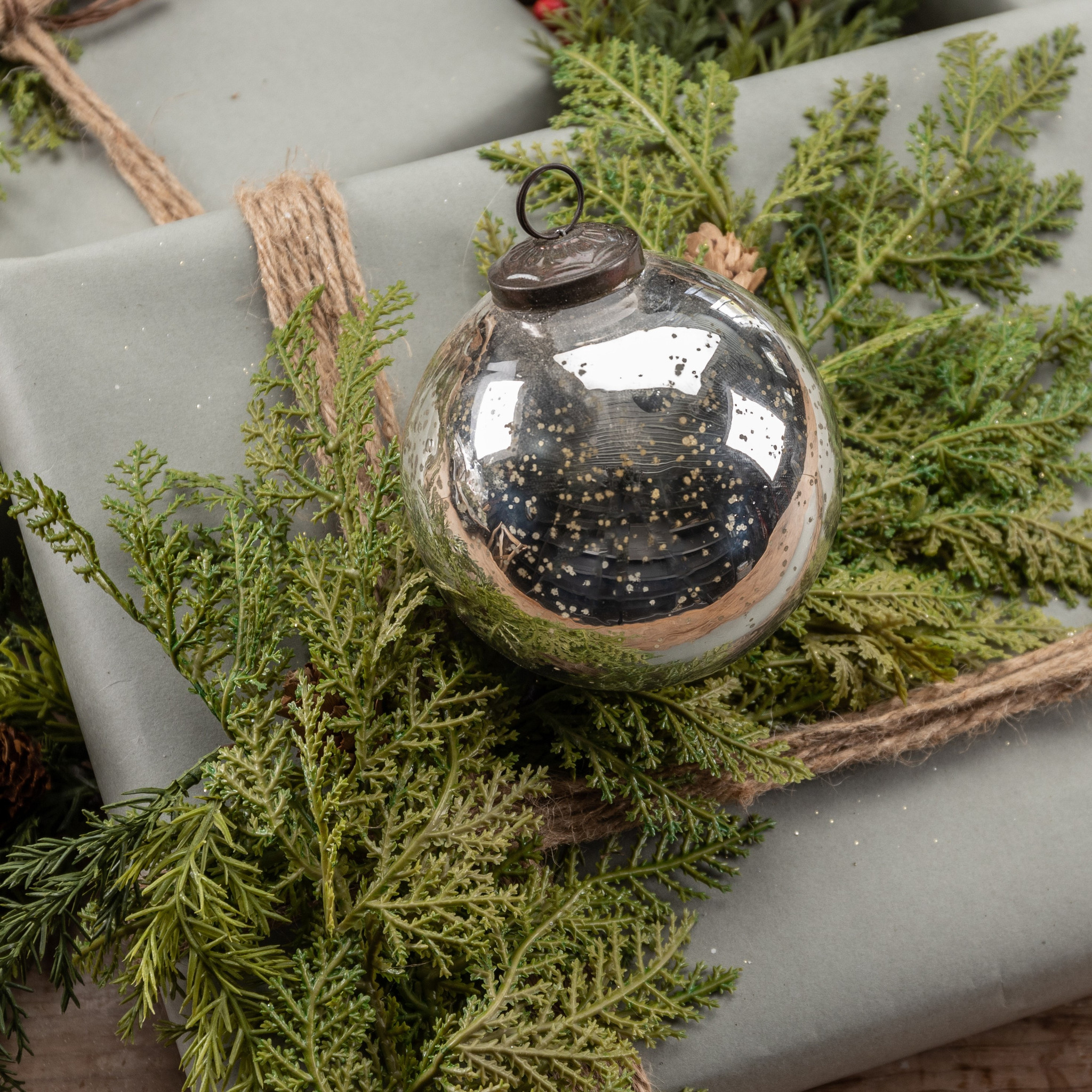 Silver Kugel Ornament, 4"