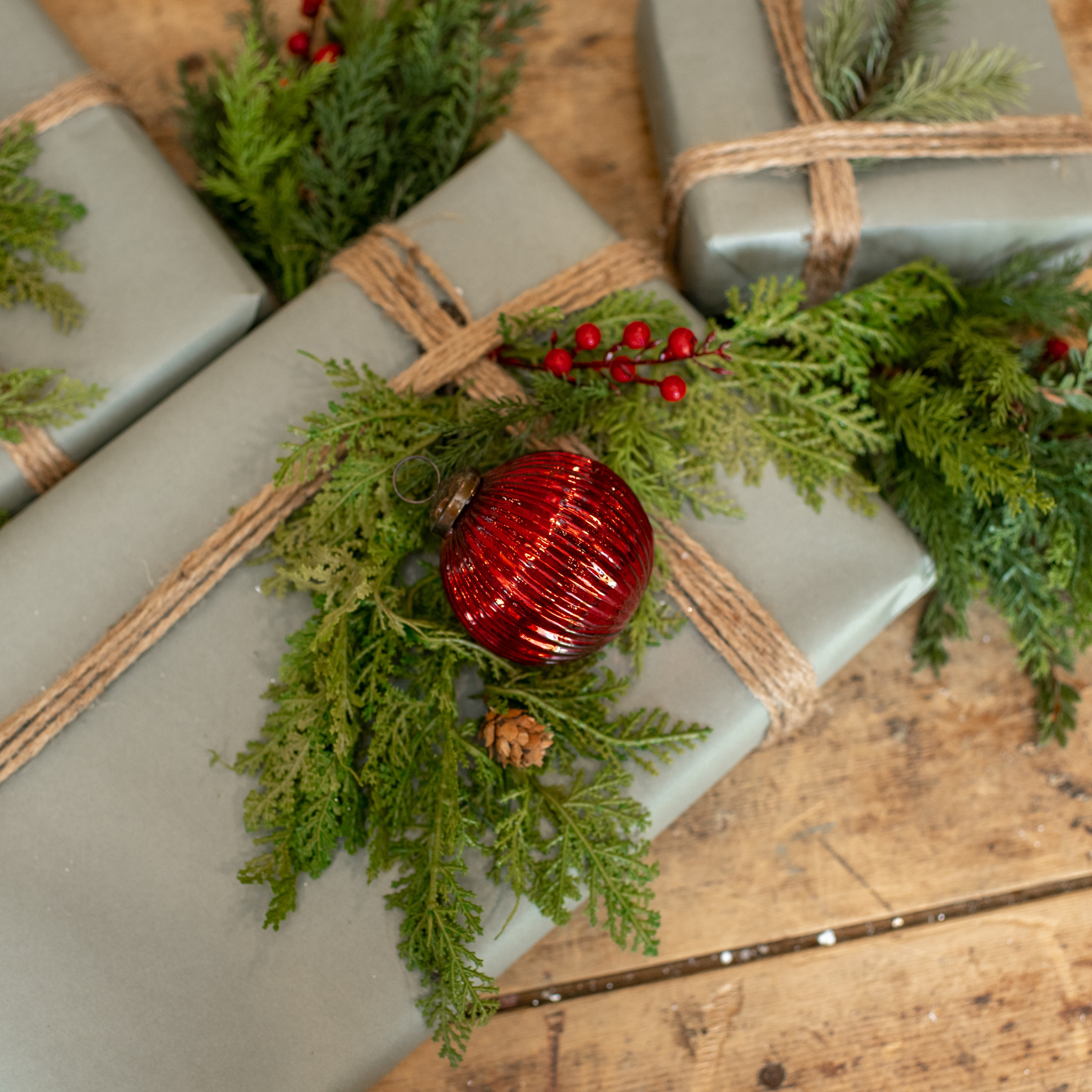Ribbed Red Kugel Ornament, 3"