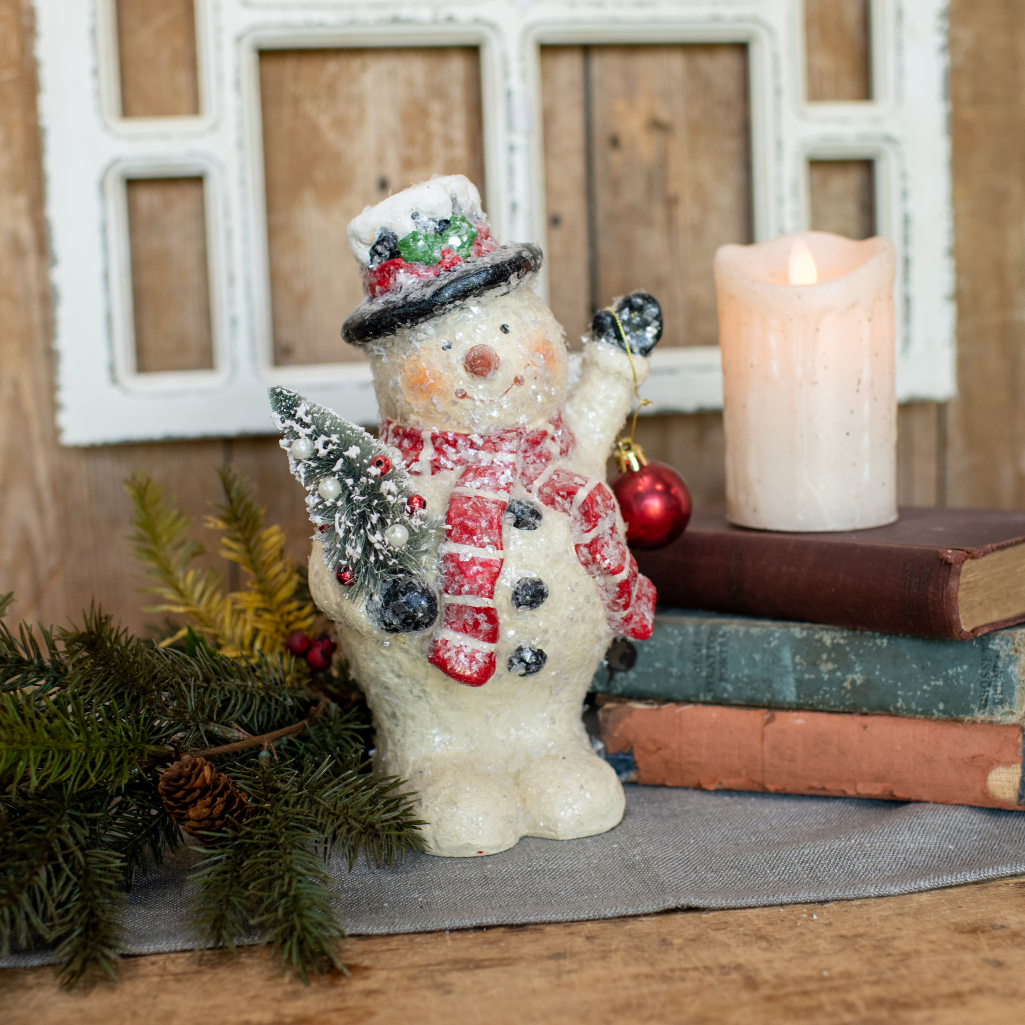 Snowman with Bulb & Tree, 10" — photo 1 of 2