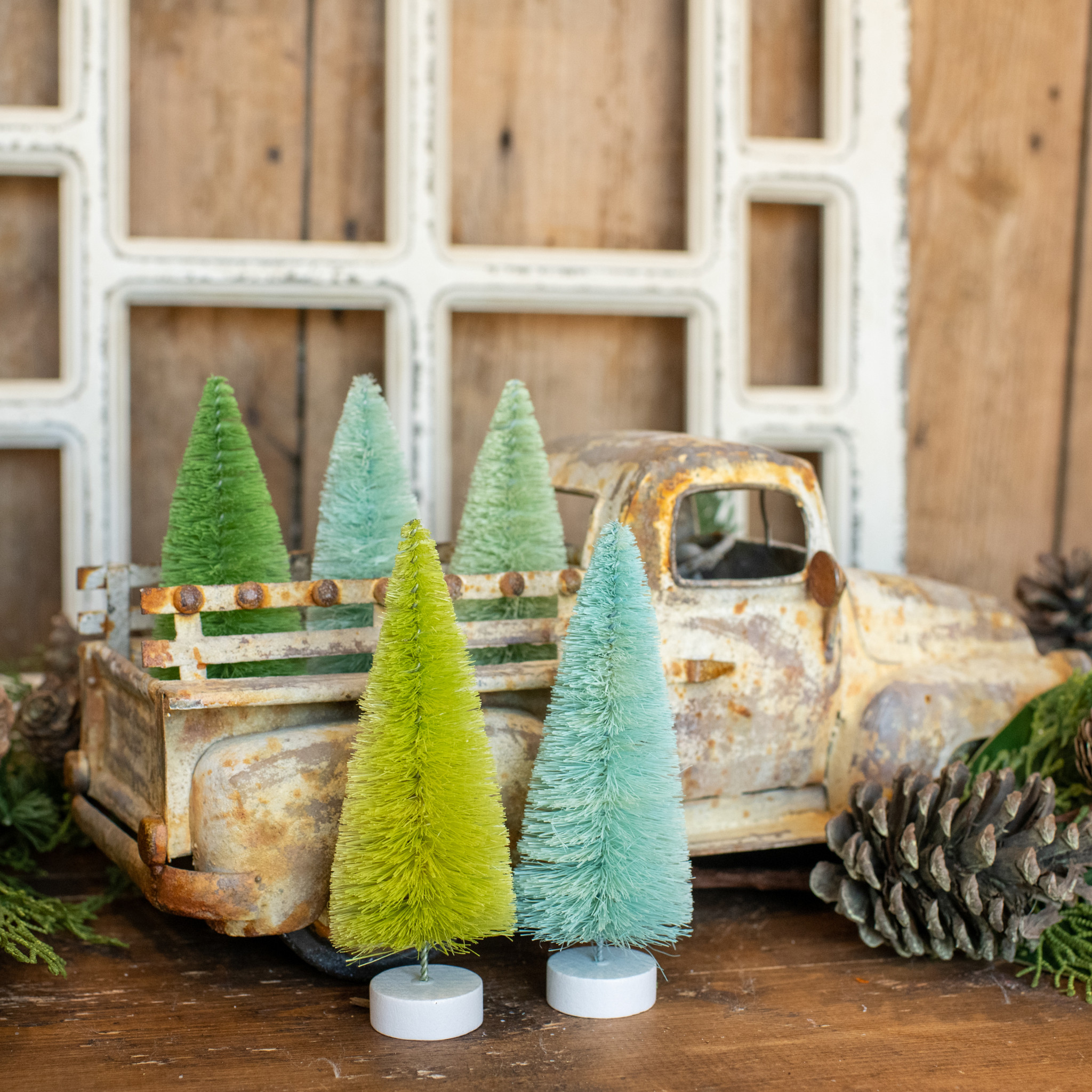 Green Hues Bottlebrush Trees Box, Set of 5, 6", photo 2 of 2