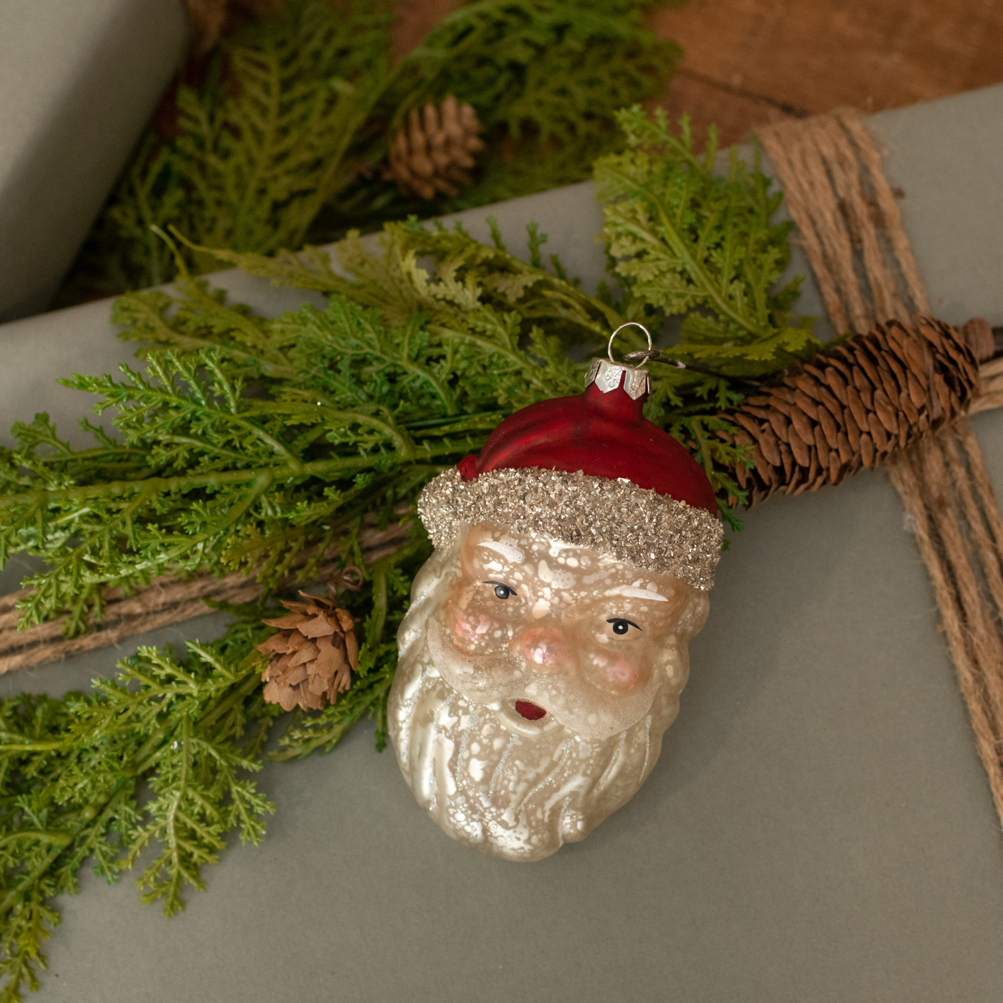Santa Head Ornament, 4.75"