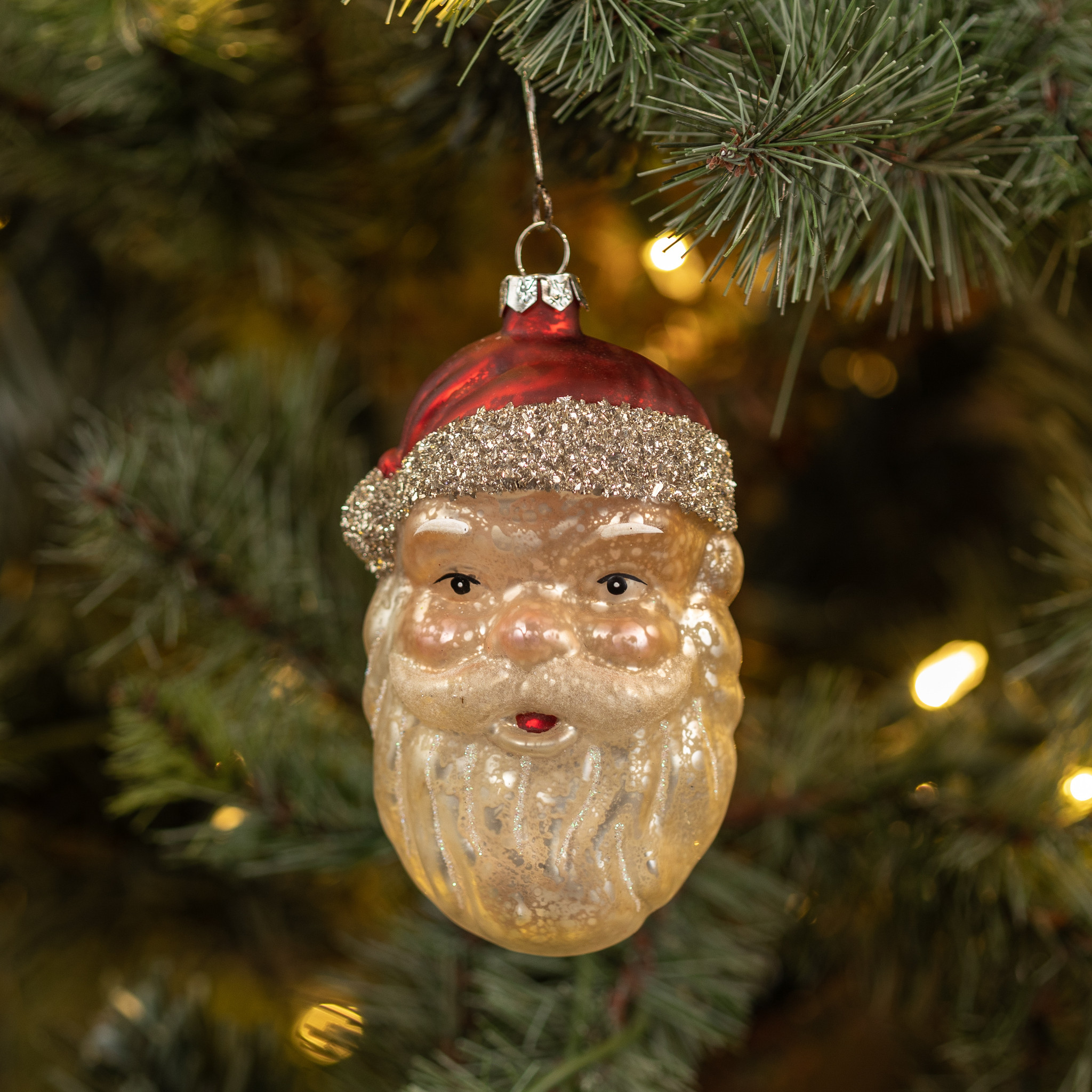 Santa Head Ornament, 4.75"