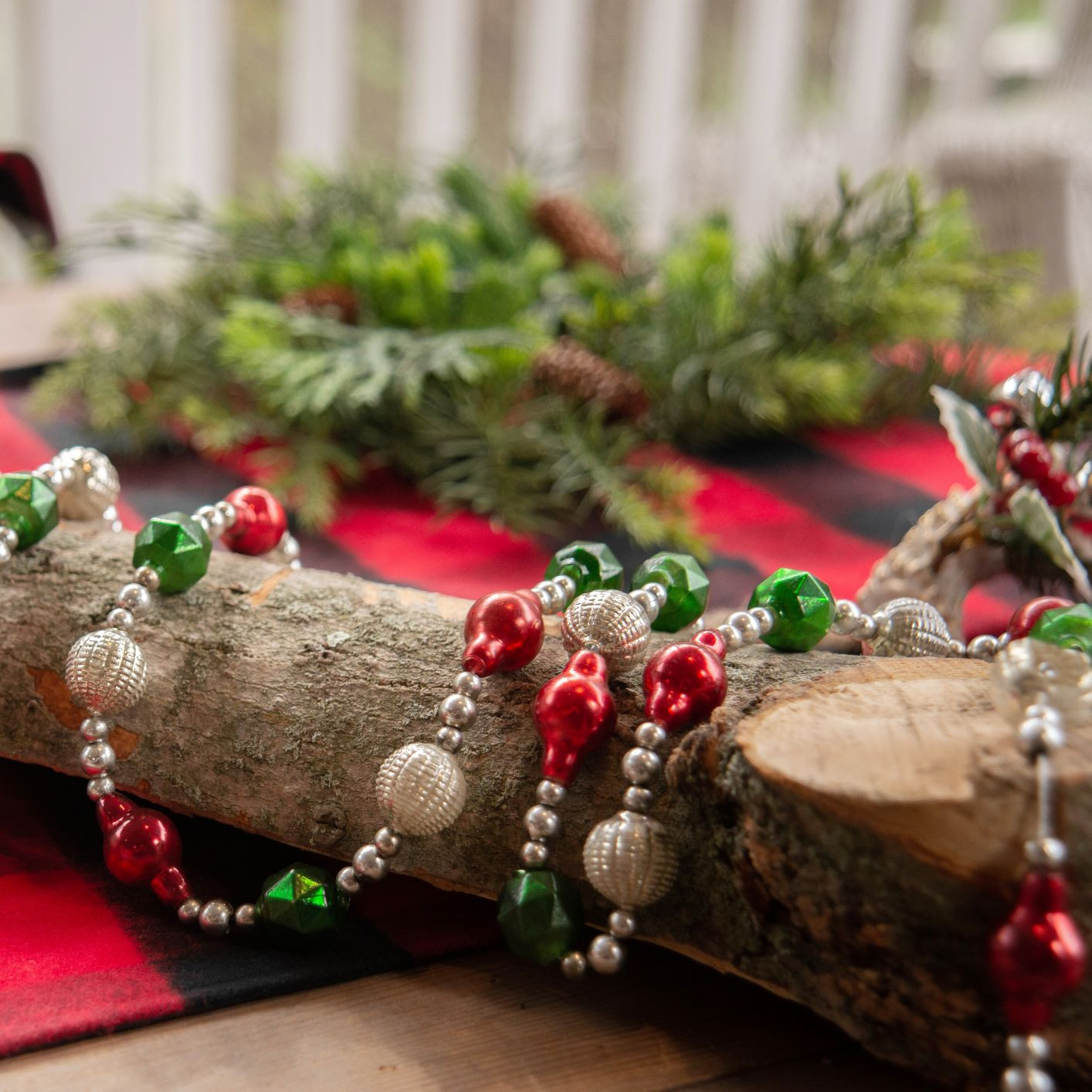 Gold, Green, Red & White Garland, 6 ft — photo 1 of 2