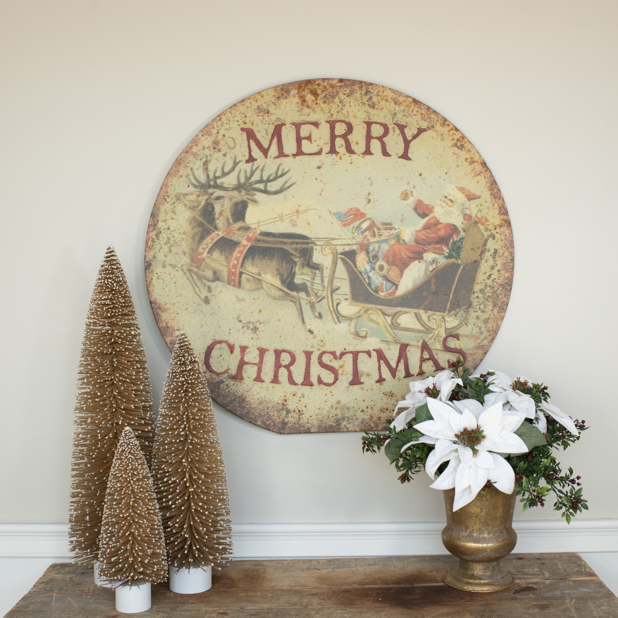 Santa & Sleigh Sign, 28"