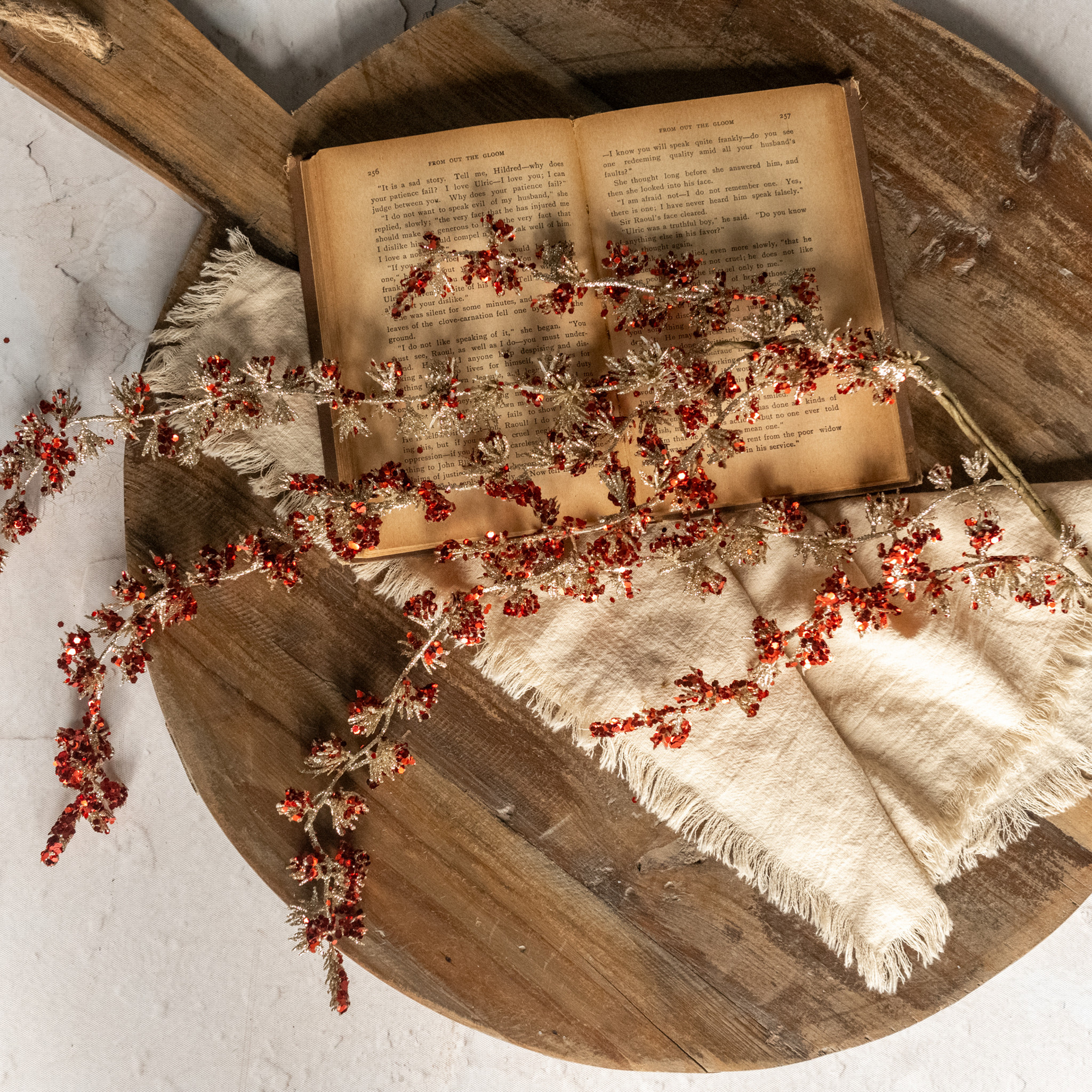 Draping Red Glitter Buds, 42", photo 2 of 7