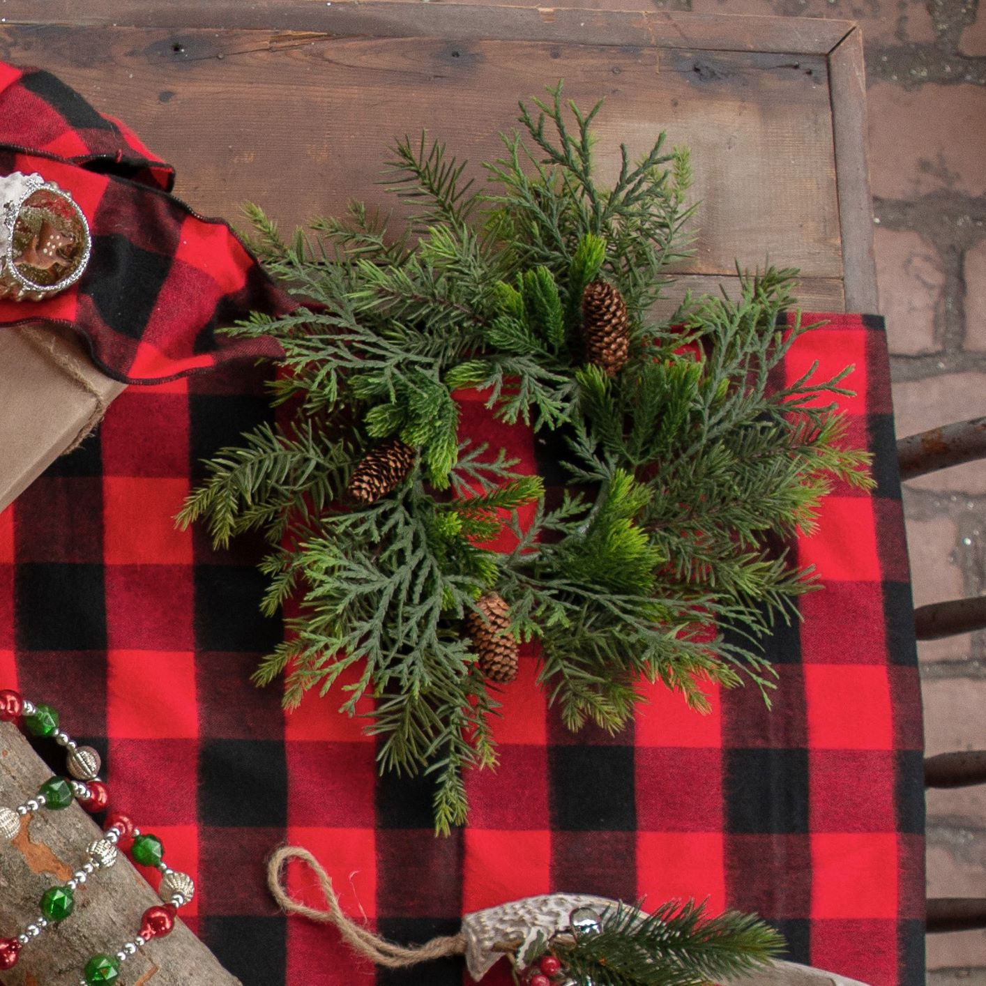 Mixed Pine Wreath with Pinecones, 15", photo 5 of 5