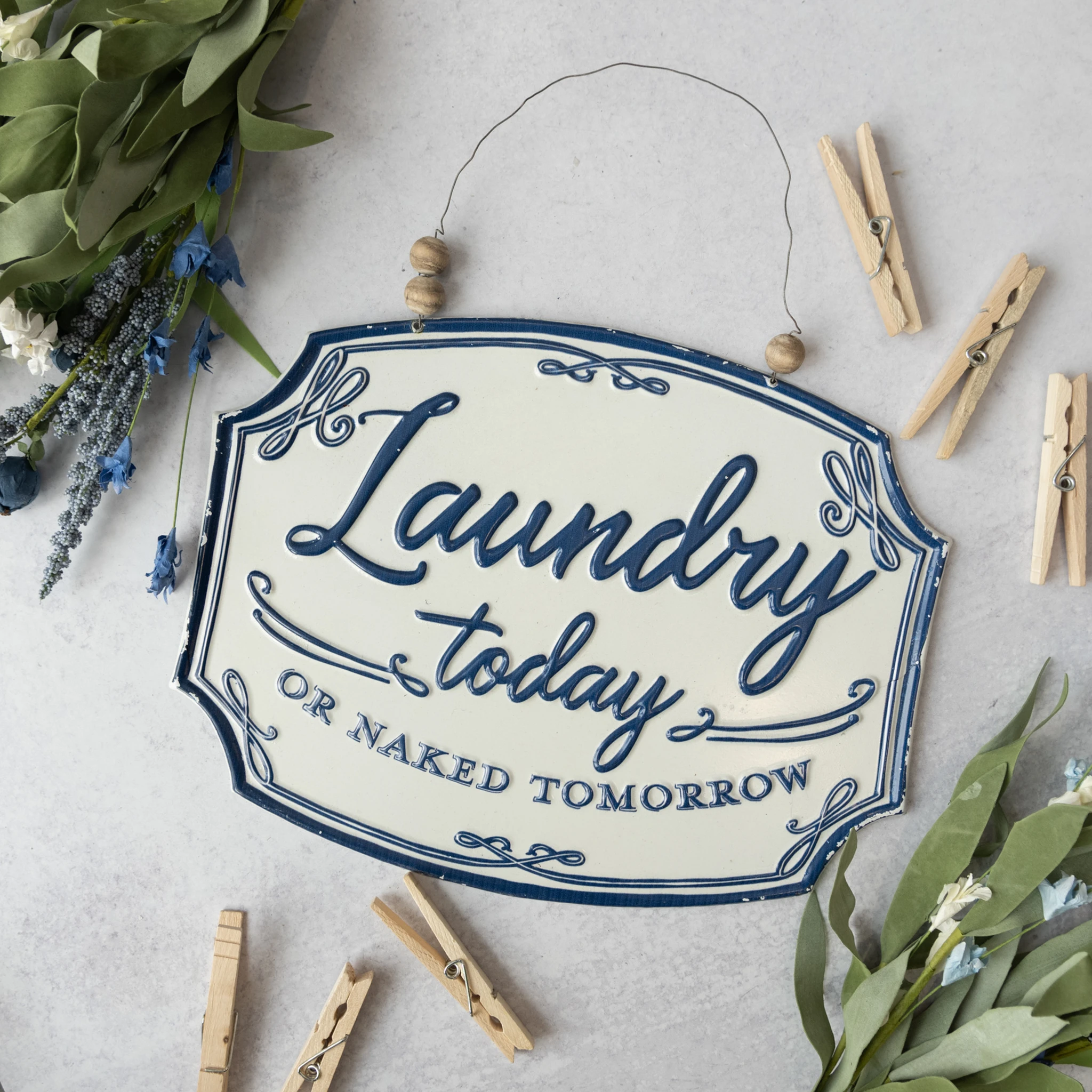 White, Laundry Today Sign