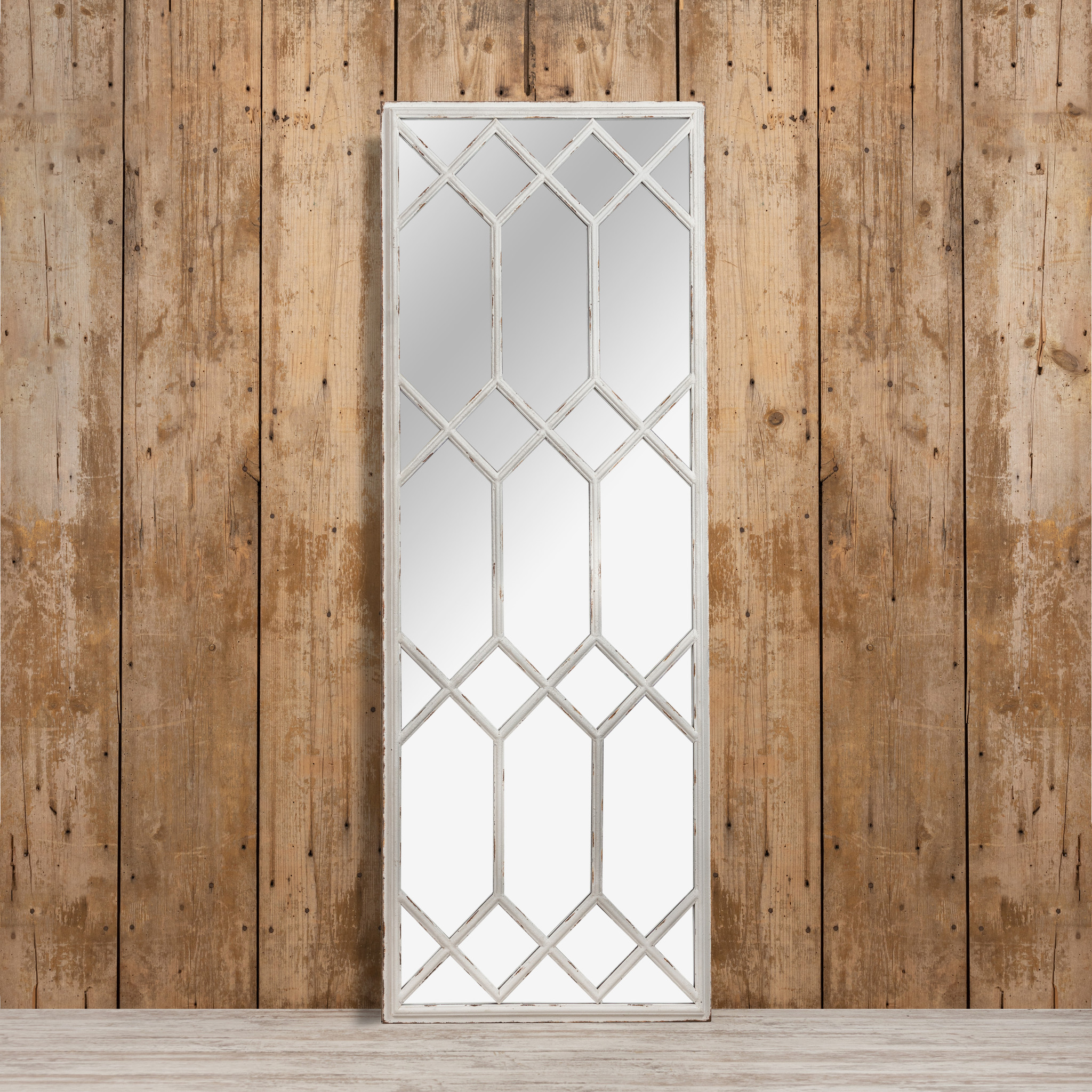White Metal Latticed Mirror, 71", photo 2 of 2