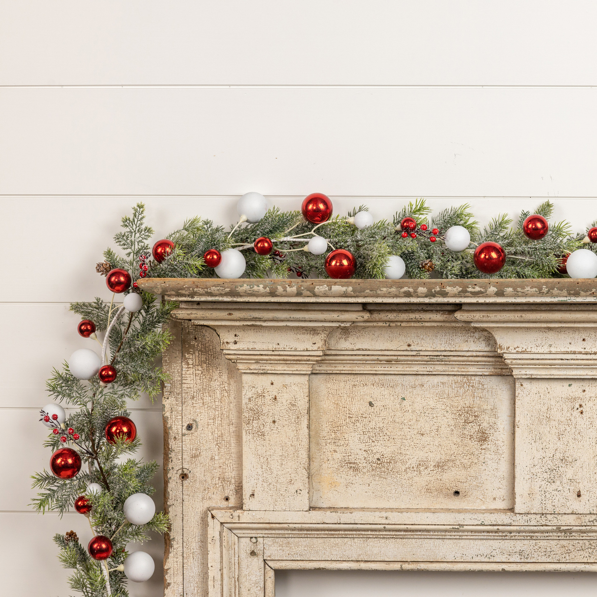 Red & White Ball Garland with 2" Ball, 72"