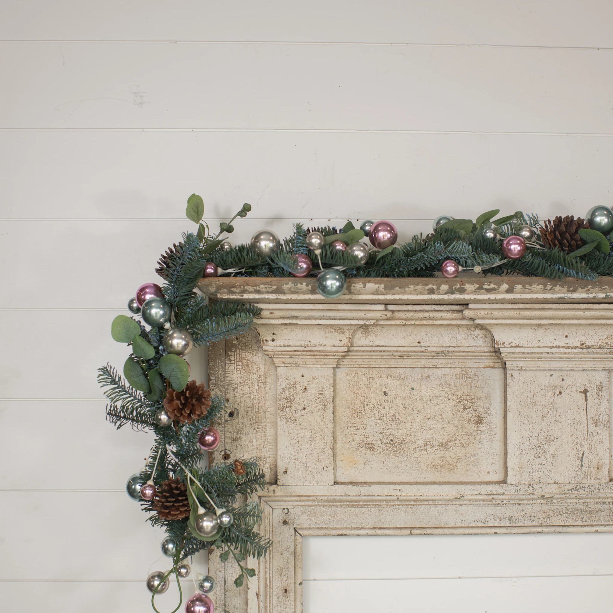 Sky Blue, Blush & Silver Garland with 2" Ball, 72"