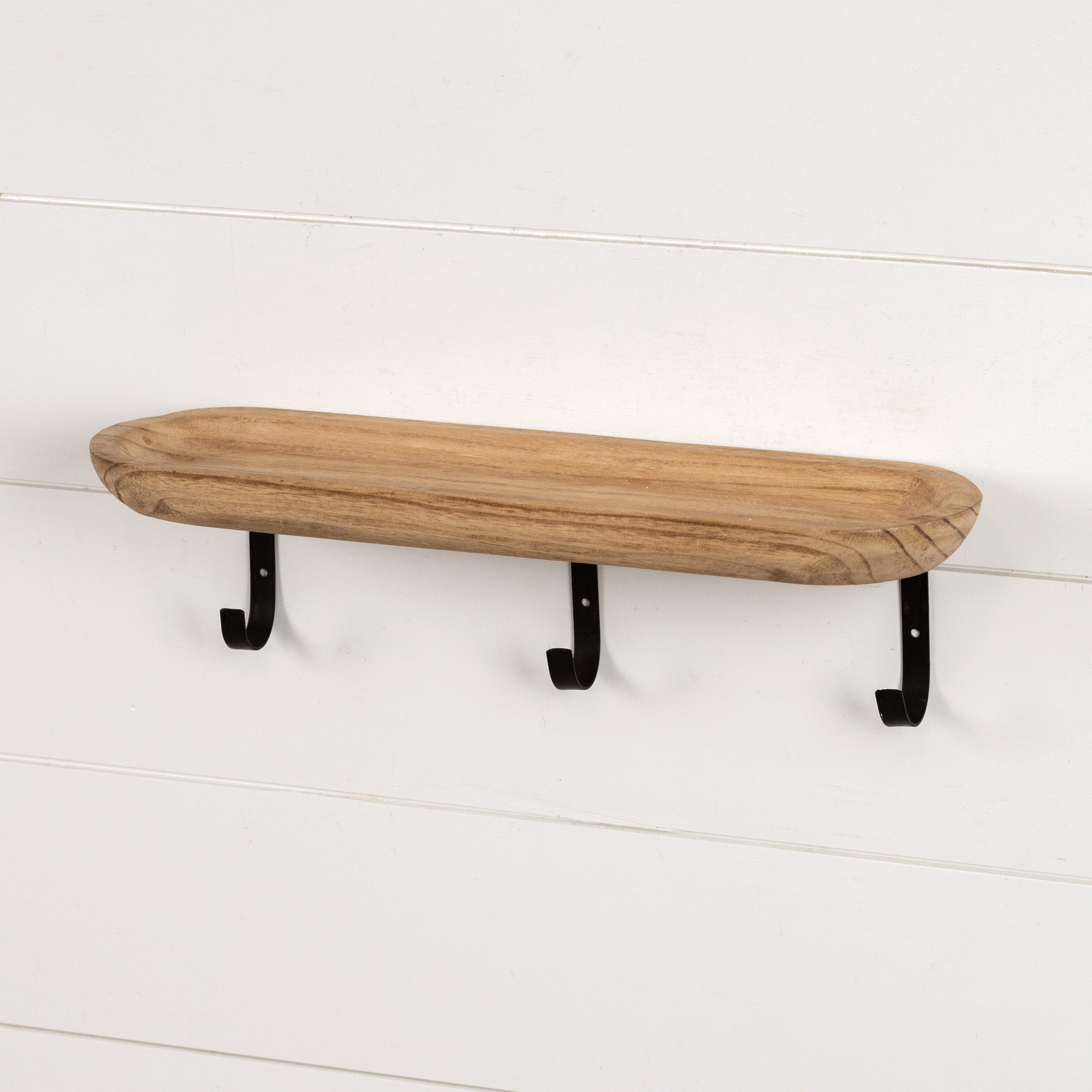 Wood Shelf with Wall Hooks, 20", photo 3 of 5