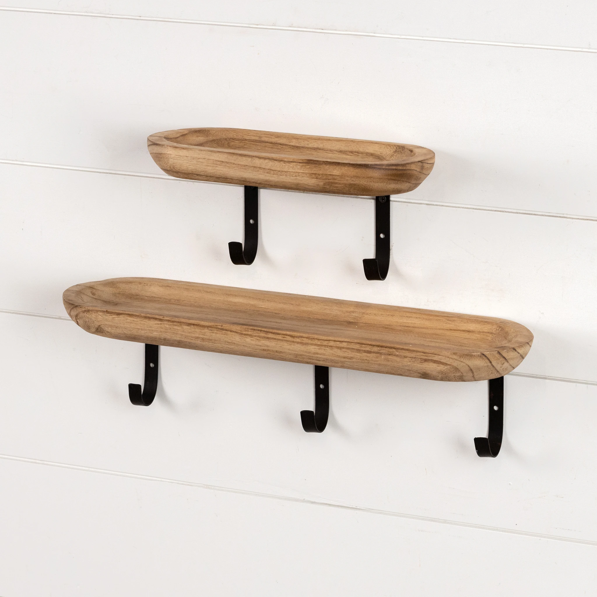 Wood Shelf with Wall Hooks, 12", photo 5 of 5
