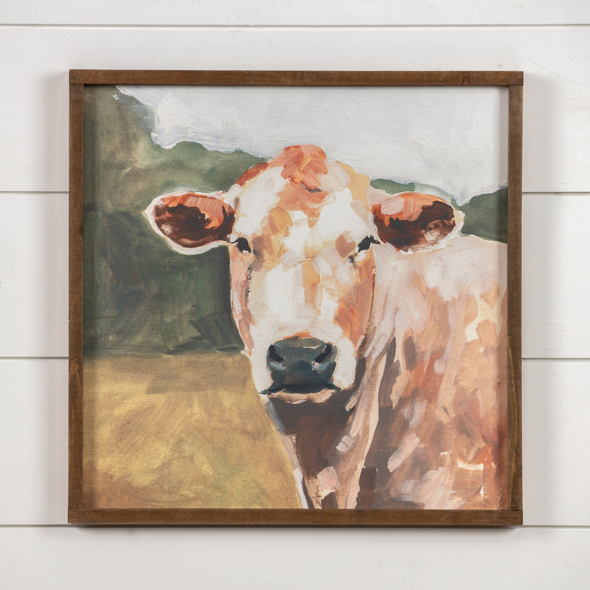 Wood Framed Black Nose Cow Sign