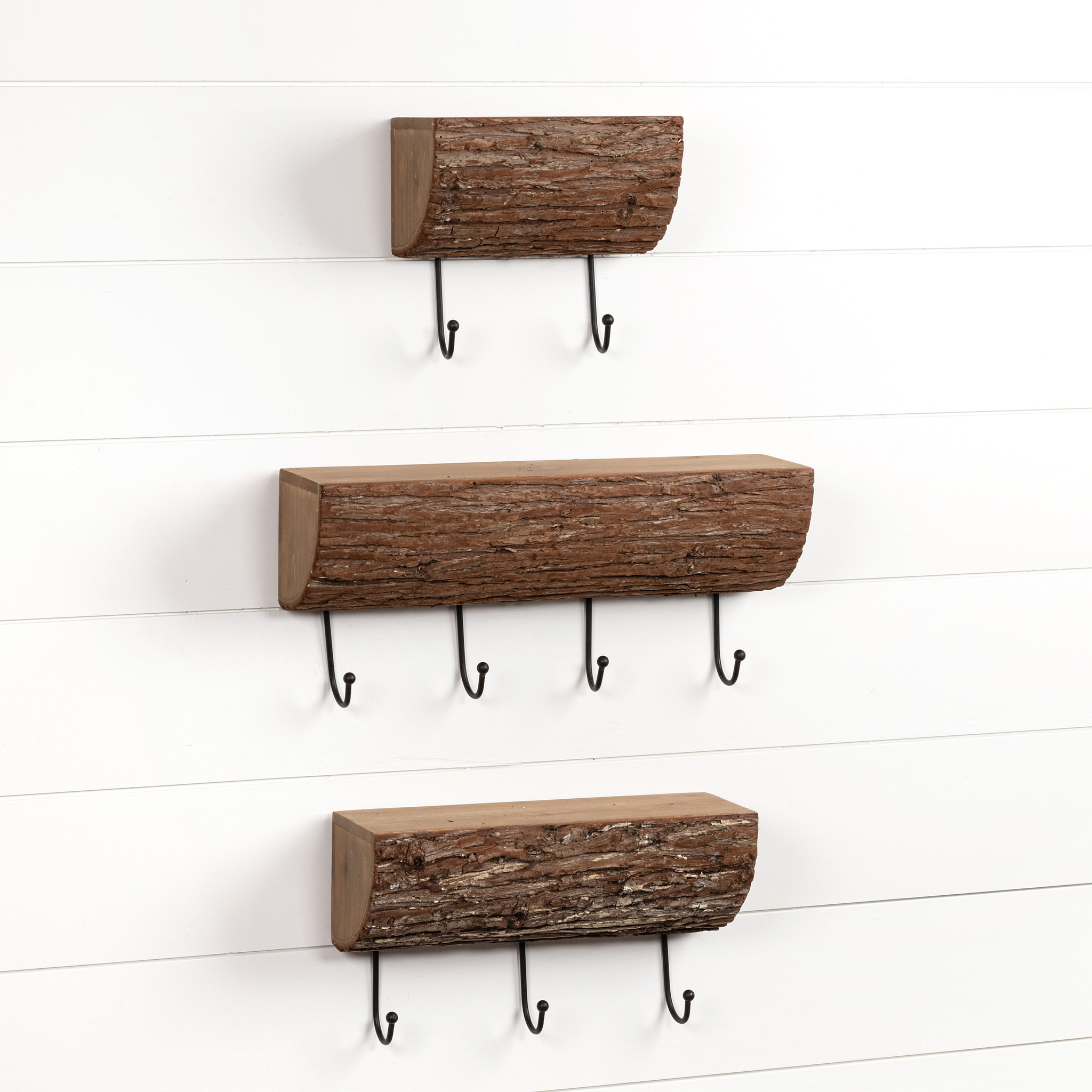 Split Wood Shelf with Hooks, 10", photo 3 of 3