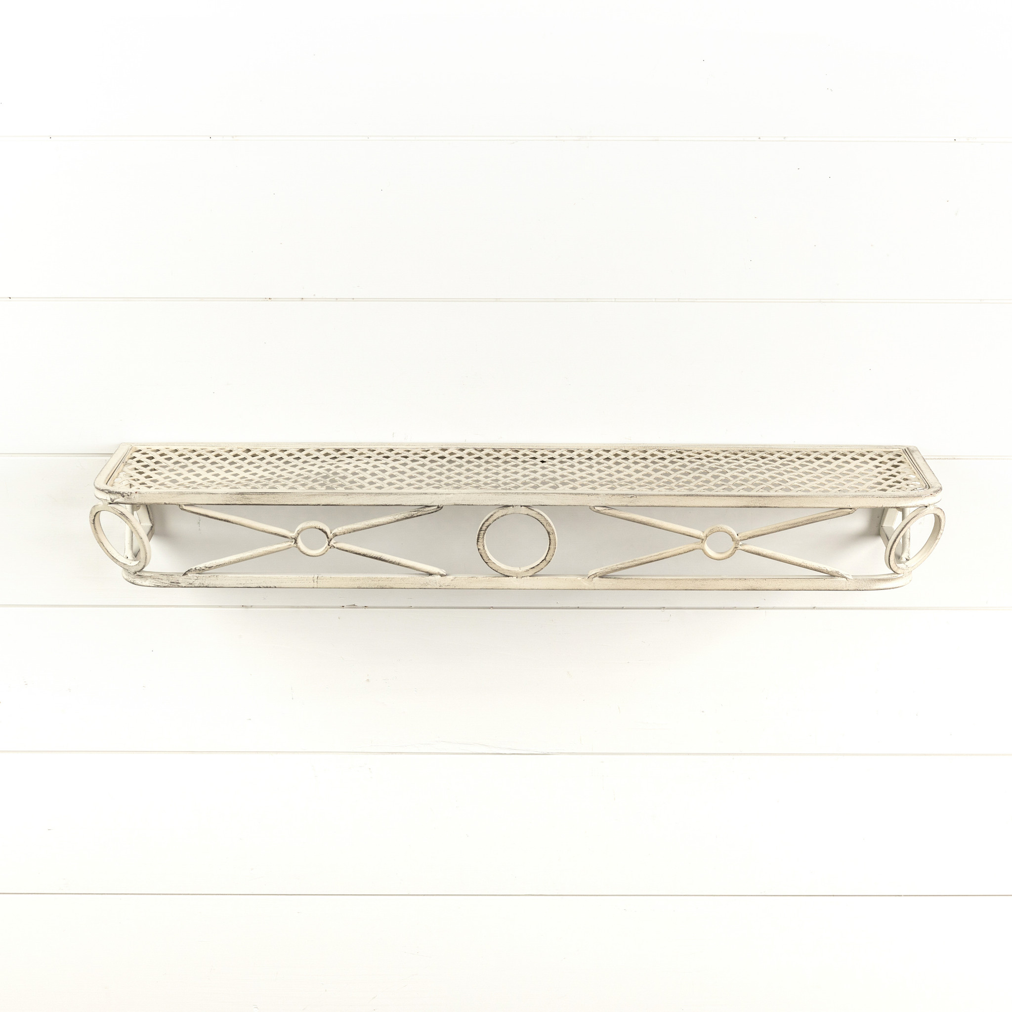 White Criss Cross Metal Shelf, 33.5", photo 2 of 3