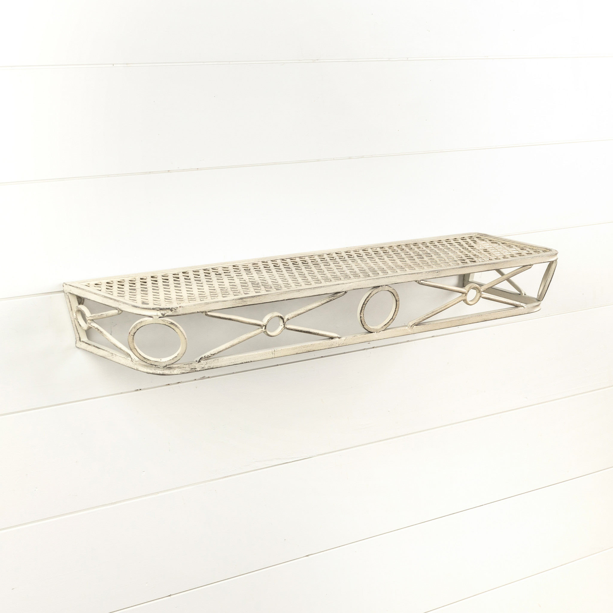 White Criss Cross Metal Shelf, 33.5", photo 3 of 3