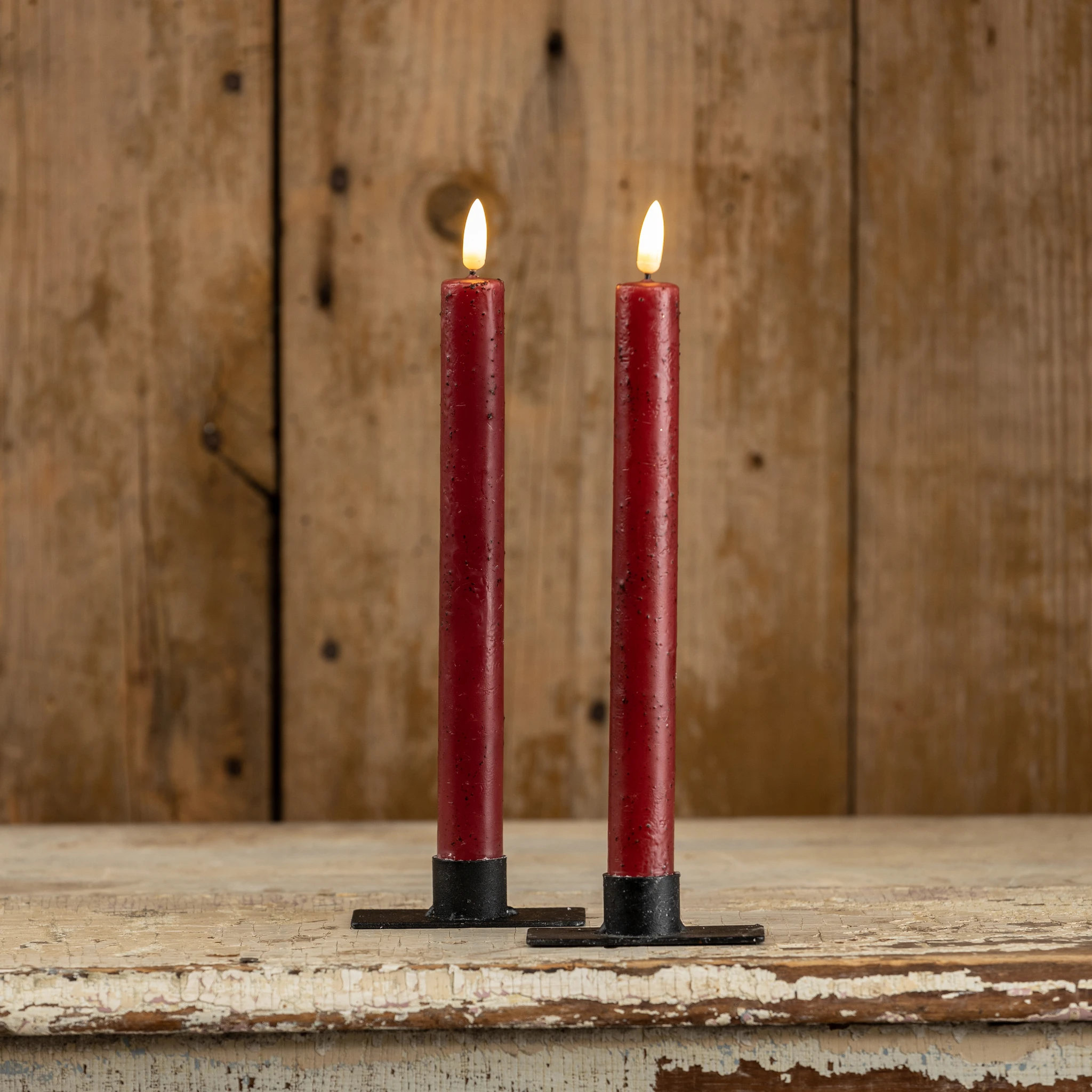 Flameless Red Taper Candles, Set of 2, 9.5", photo 3 of 4