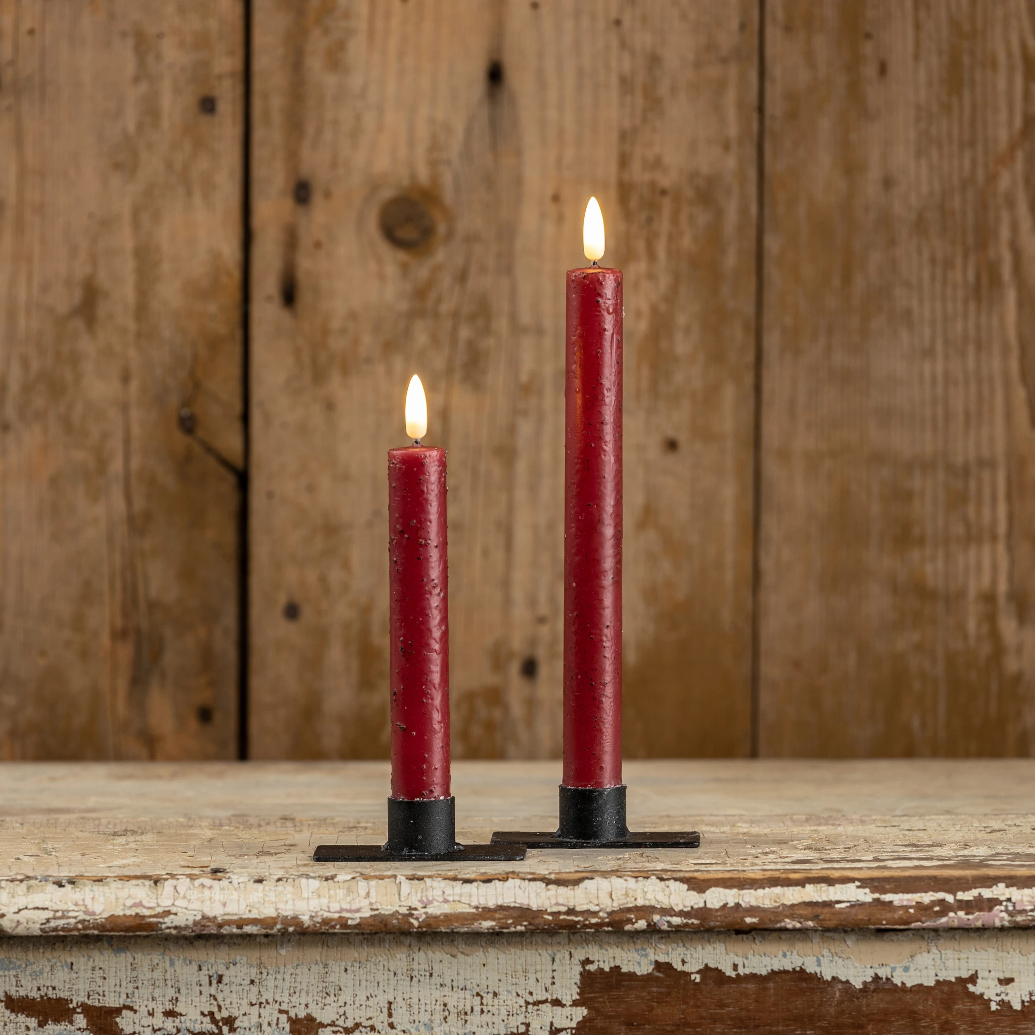 Flameless Red Taper Candles, Set of 2, 7.25", photo 4 of 4