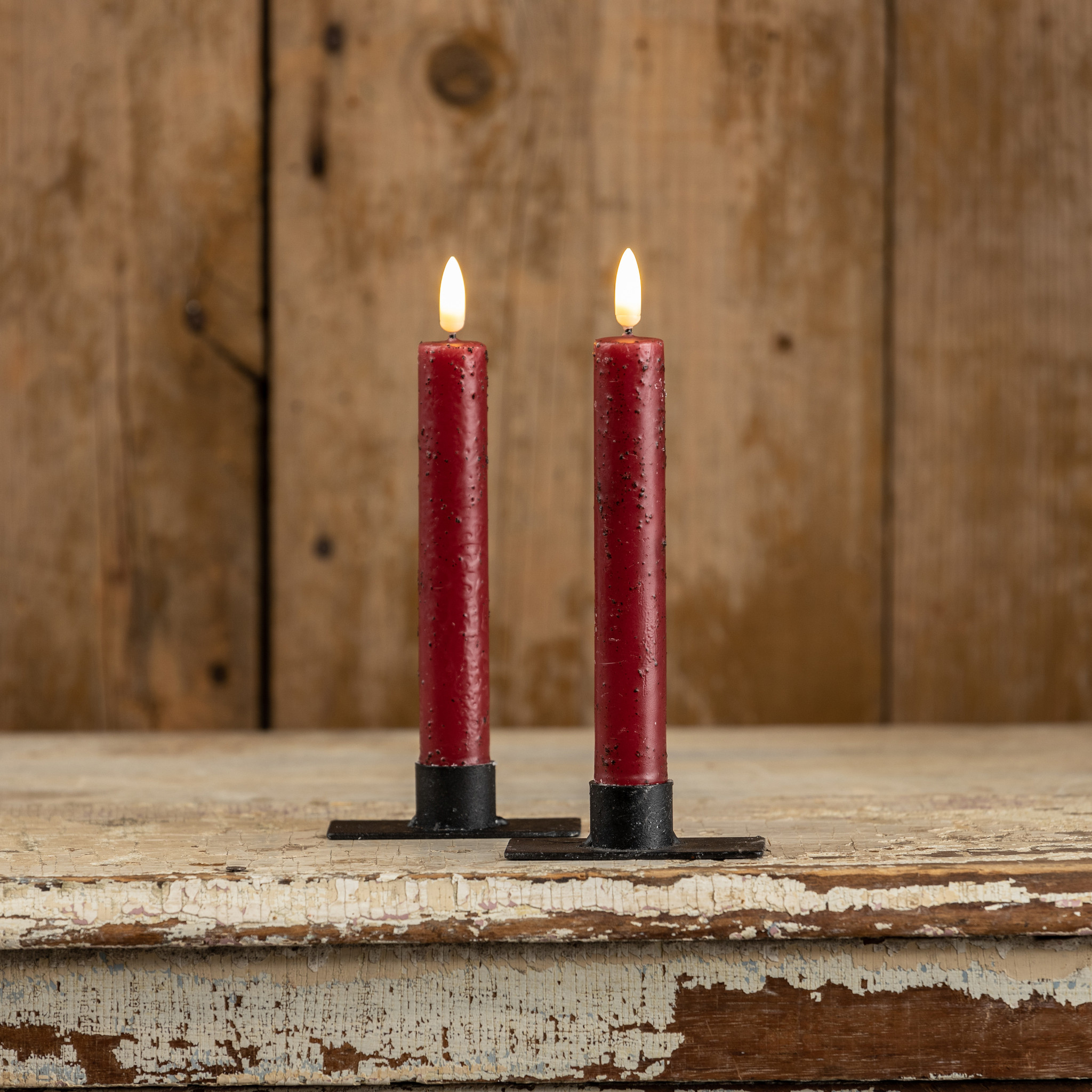 Flameless Red Taper Candles, Set of 2, 7.25", photo 3 of 4